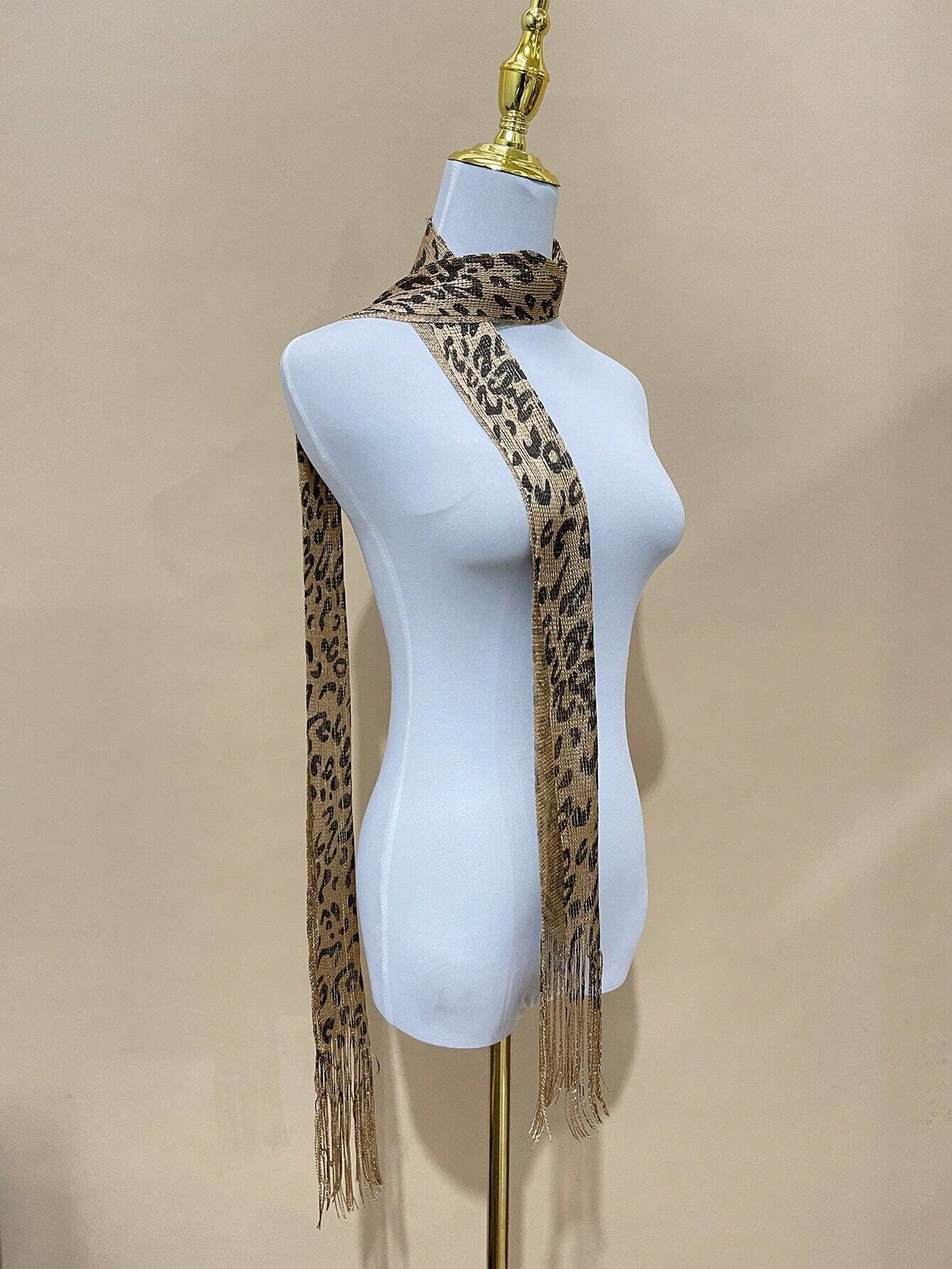 Women's Fashionable Leopard Print Knitted Twilly Scarf