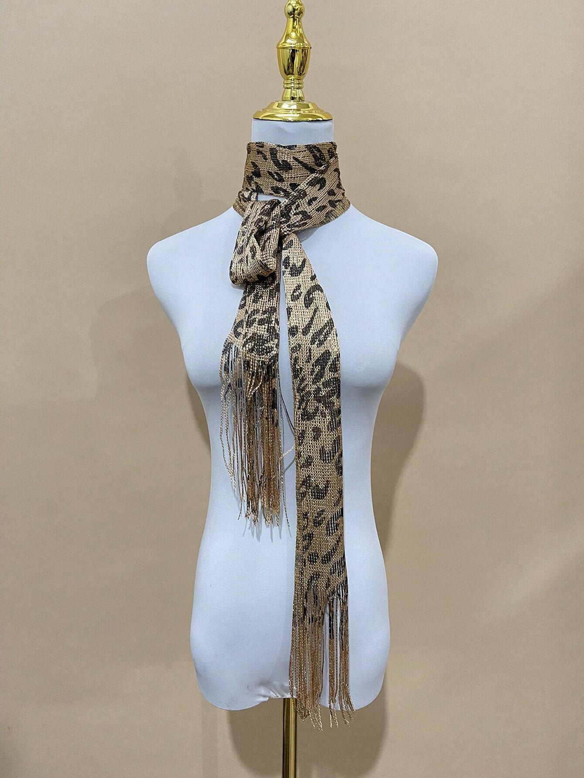 Women's Fashionable Leopard Print Knitted Twilly Scarf