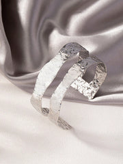 Women's Retro Textured Metal Open Cuff Bracelet