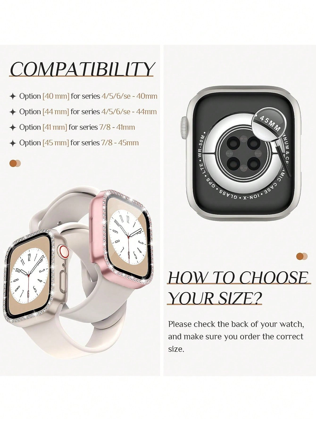 Rhinestone Protective Watch Case with Screen Protector for Apple Watch
