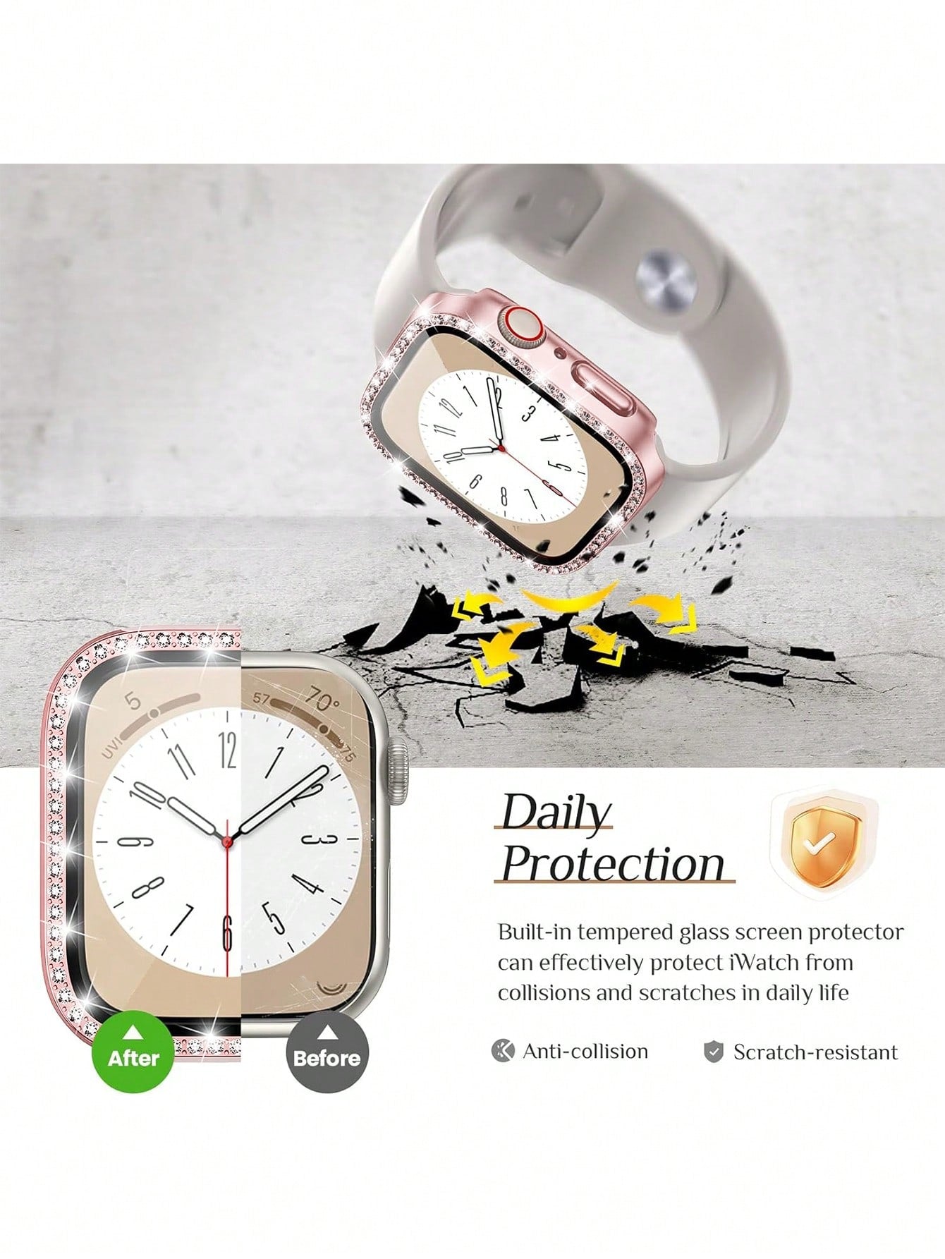 Rhinestone Protective Watch Case with Screen Protector for Apple Watch