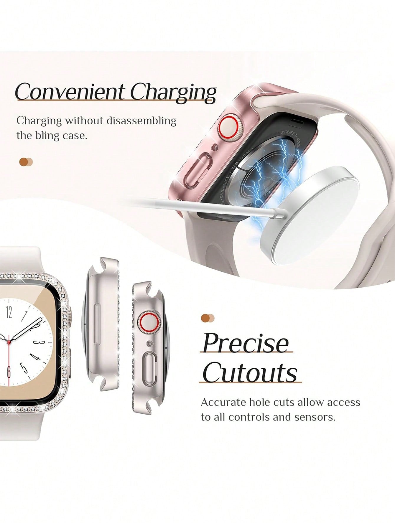 Rhinestone Protective Watch Case with Screen Protector for Apple Watch