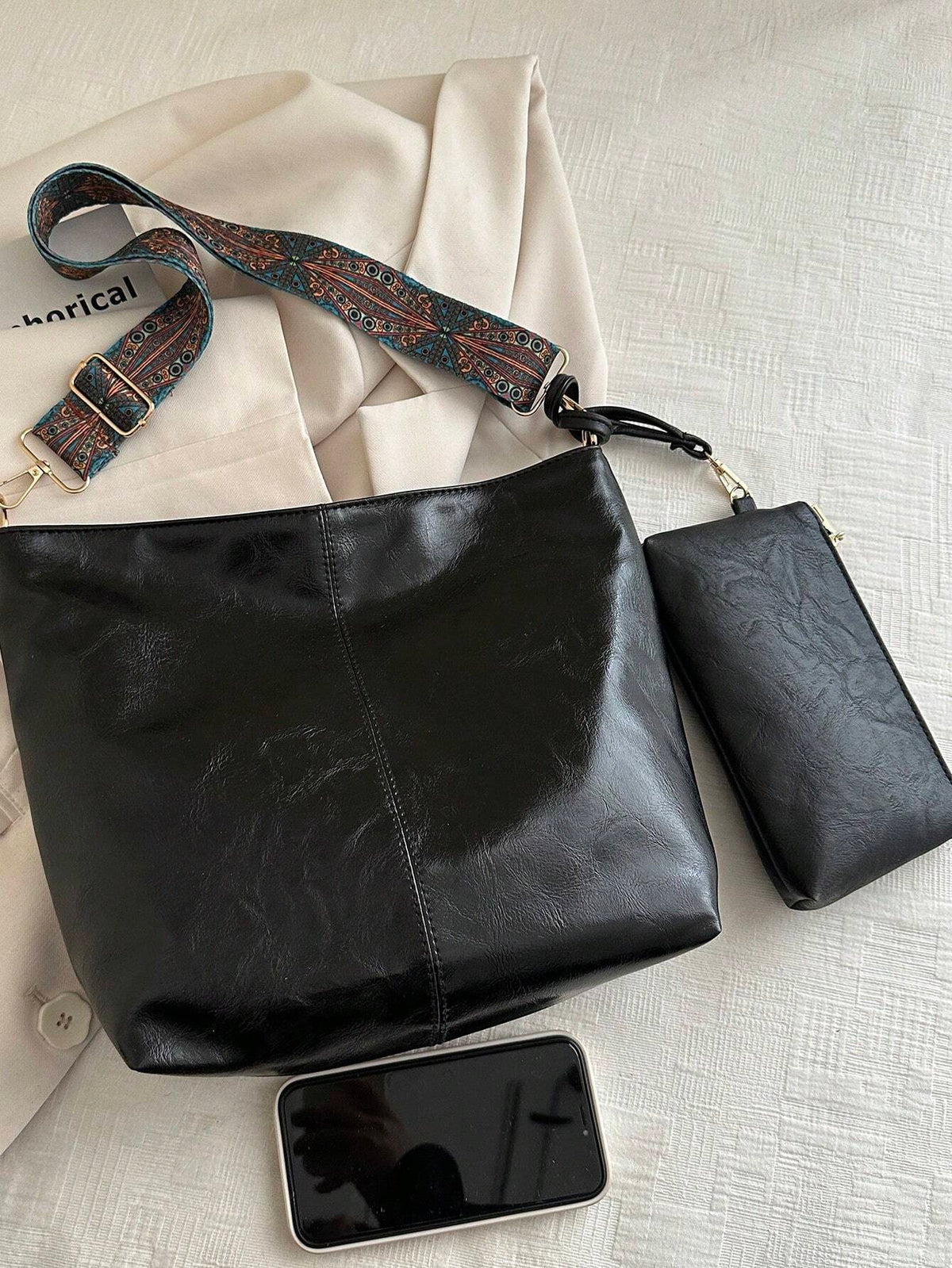 Women's Casual Vintage PU Leather Bucket Shoulder Bag