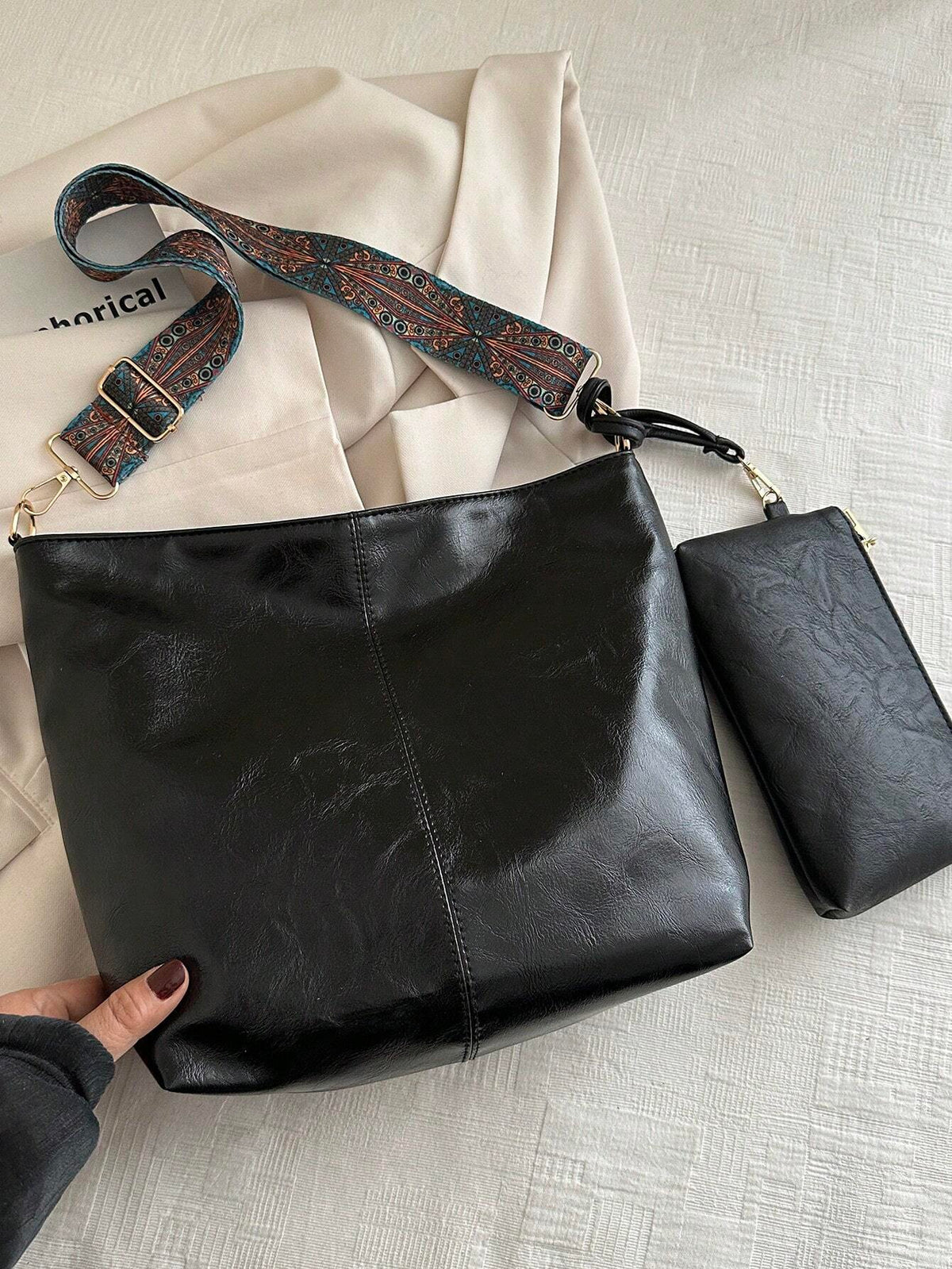 Women's Casual Vintage PU Leather Bucket Shoulder Bag