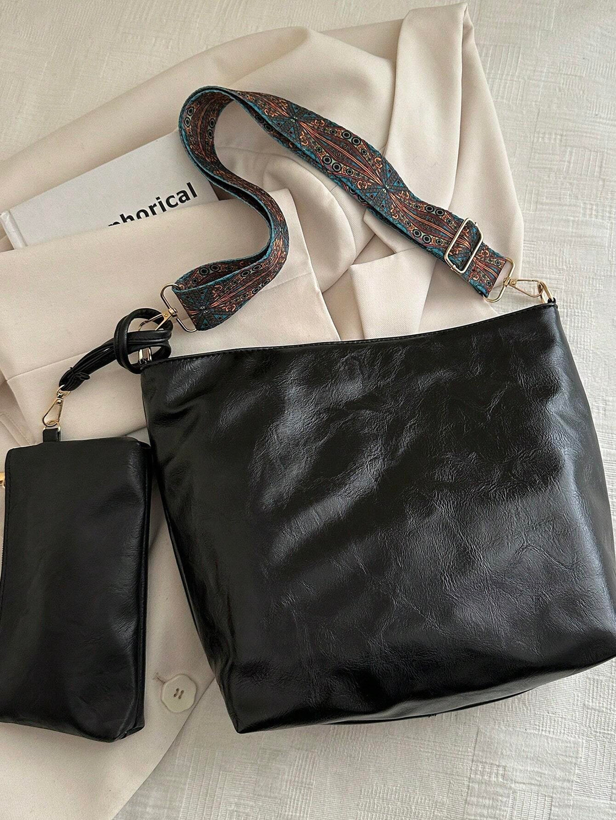 Women's Casual Vintage PU Leather Bucket Shoulder Bag