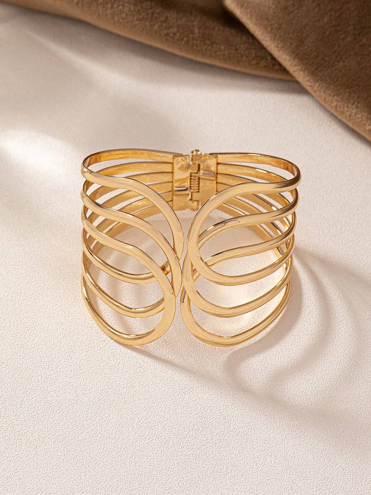 Women's Fashion Wide Hollow Out Open Cuff Bracelet
