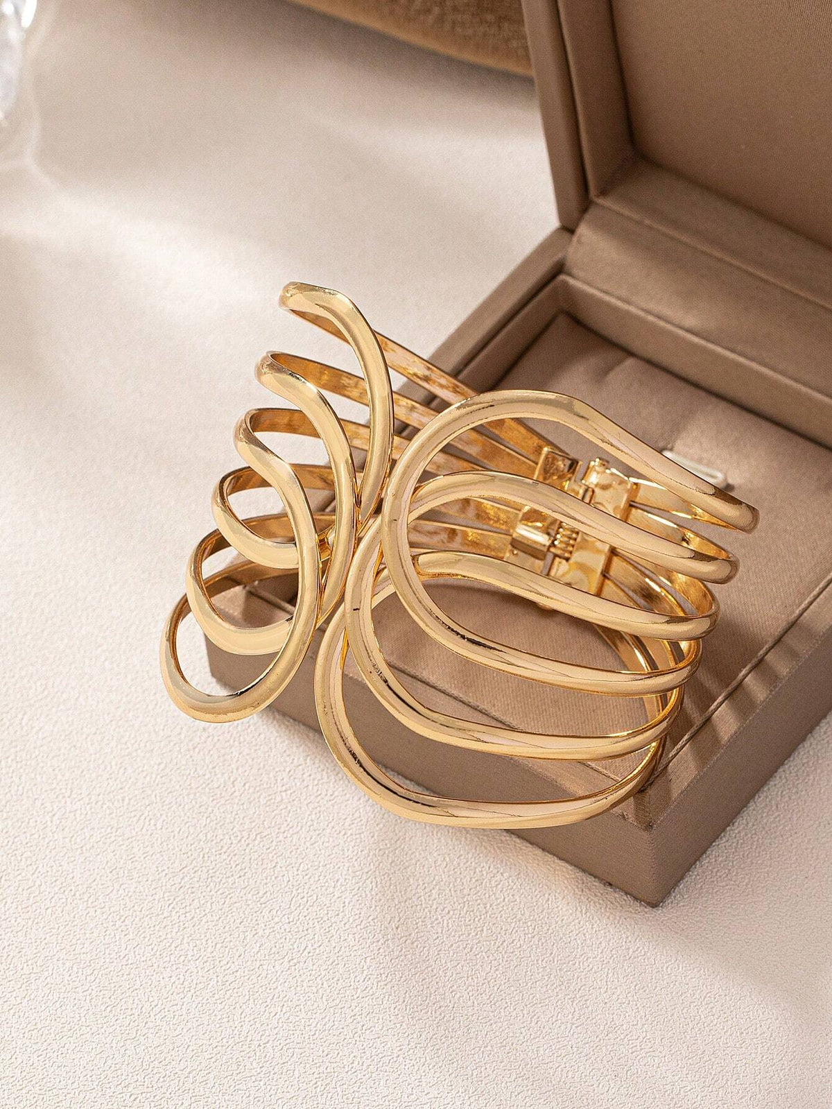 Women's Fashion Wide Hollow Out Open Cuff Bracelet
