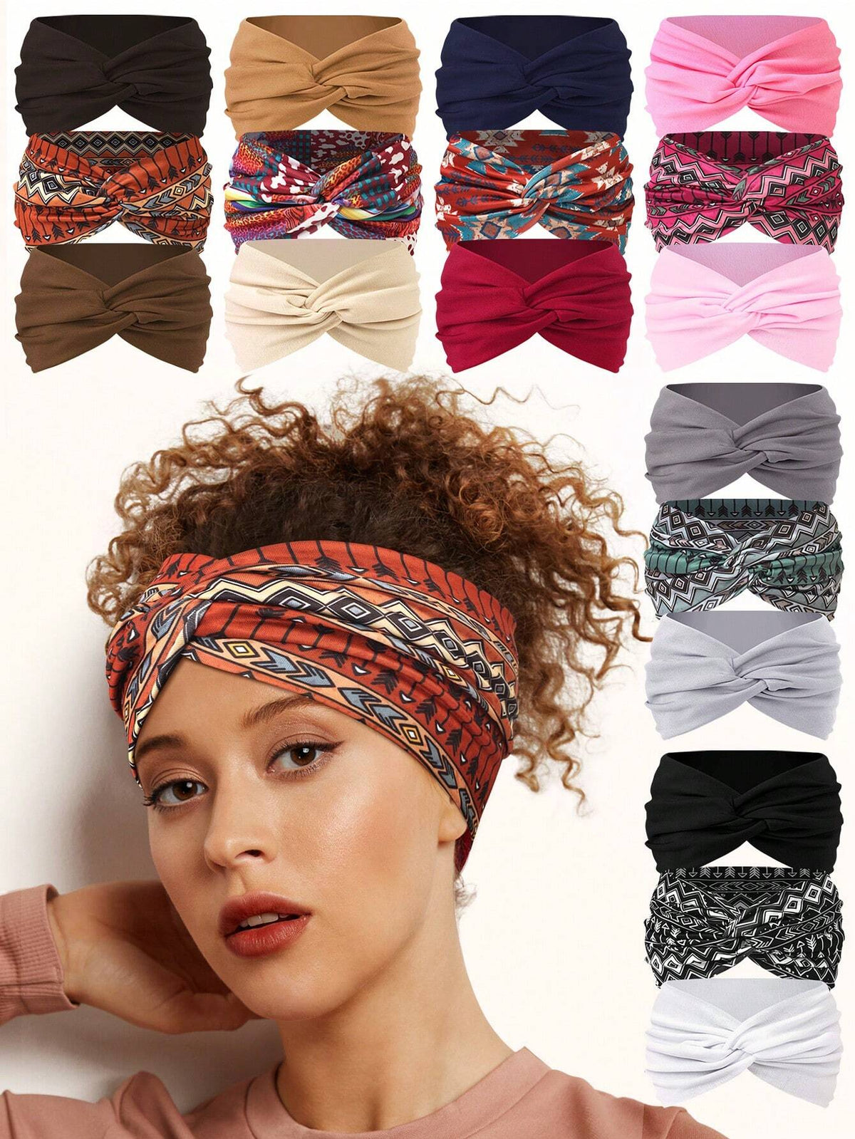 Women's Bohemian Wide Cross Headband Set