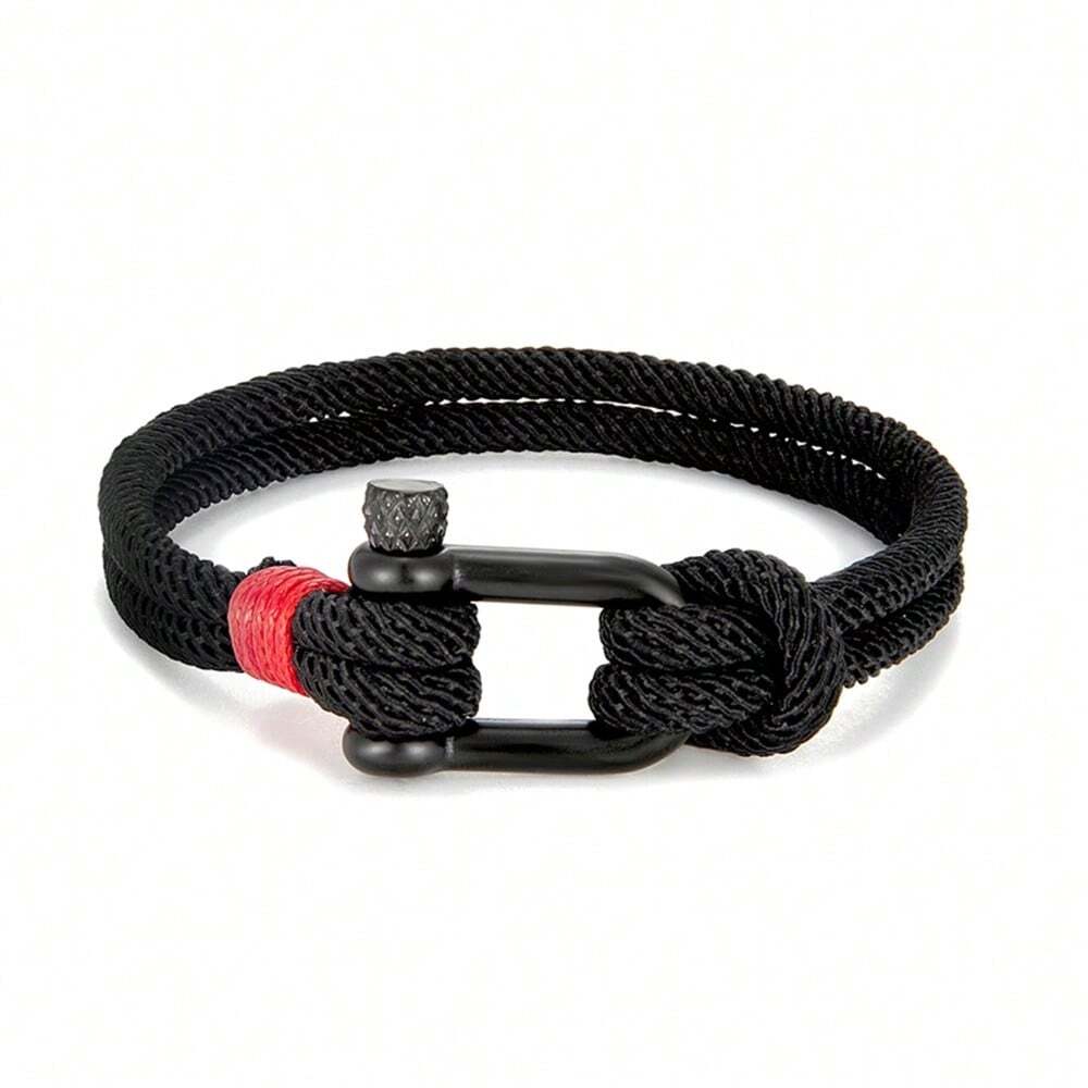 Men's Stainless Steel U-Shape Buckle Paracord Bracelet