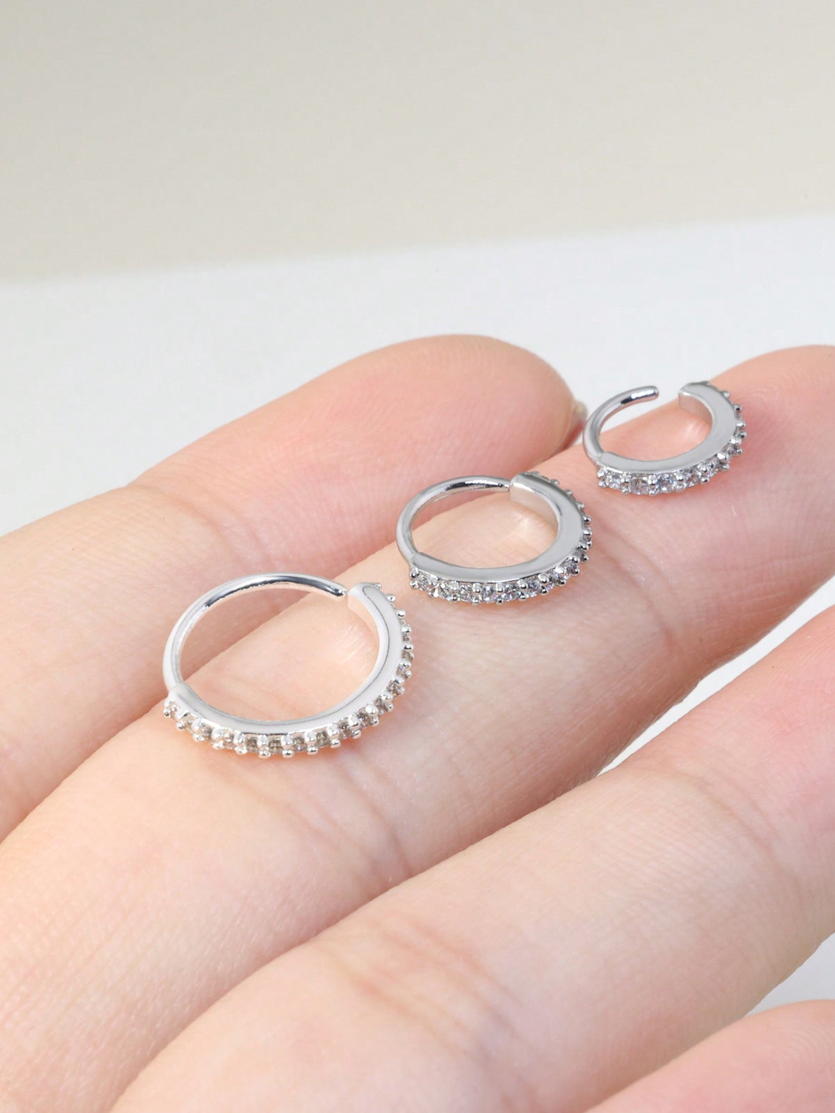Women's Cubic Zirconia Silver Nose Ring Cartilage Earring