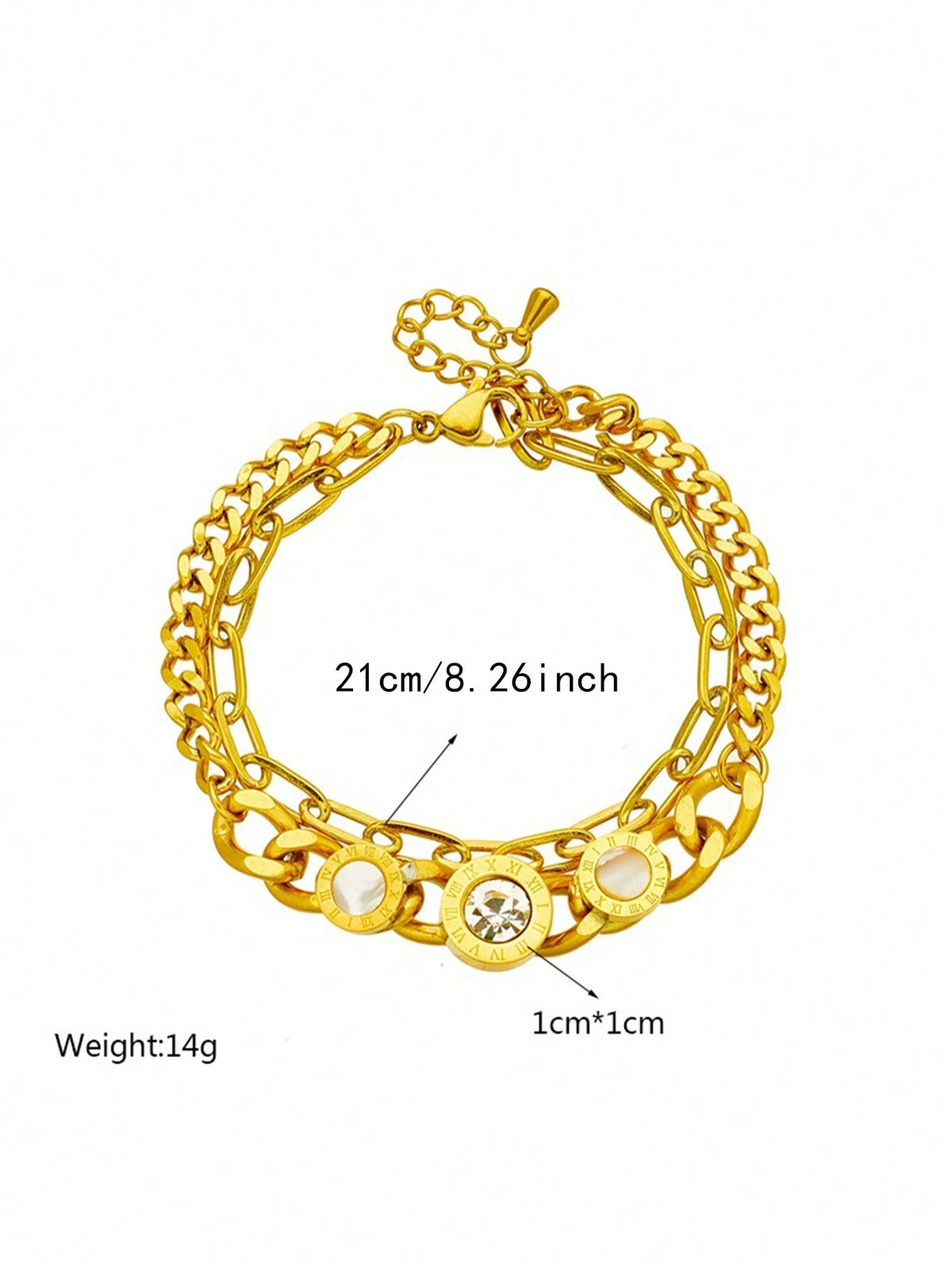 Women's Chunky Retro Stainless Steel Roman Numeral Bracelet