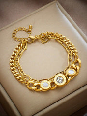 Women's Chunky Retro Stainless Steel Roman Numeral Bracelet