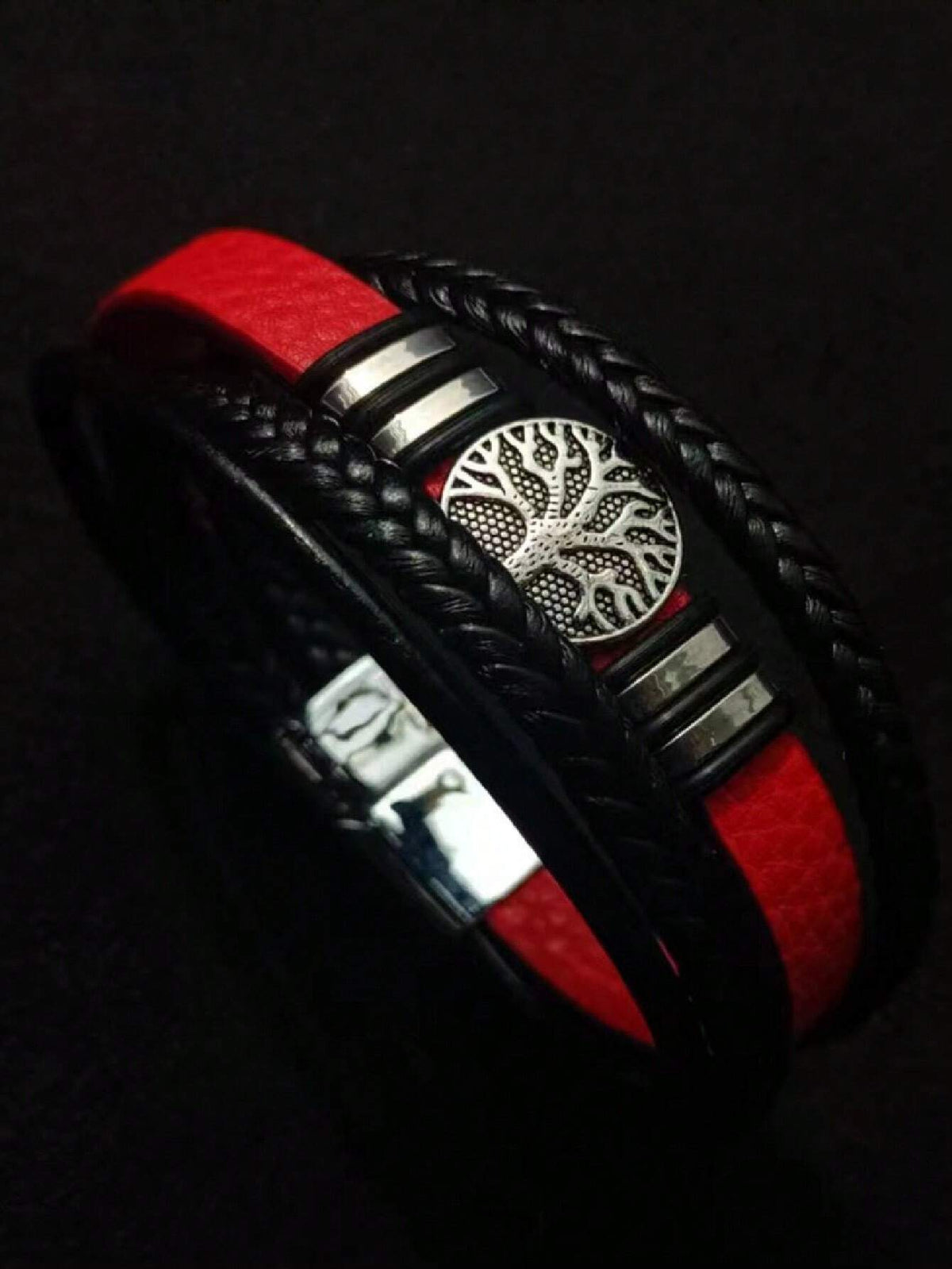 Men's Punk Tree of Life PU Leather Geometric Bracelet