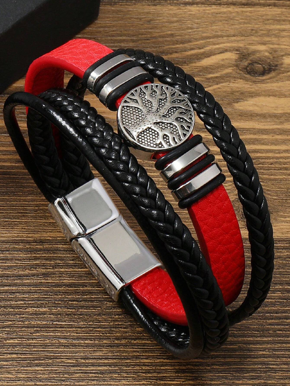 Men's Punk Tree of Life PU Leather Geometric Bracelet