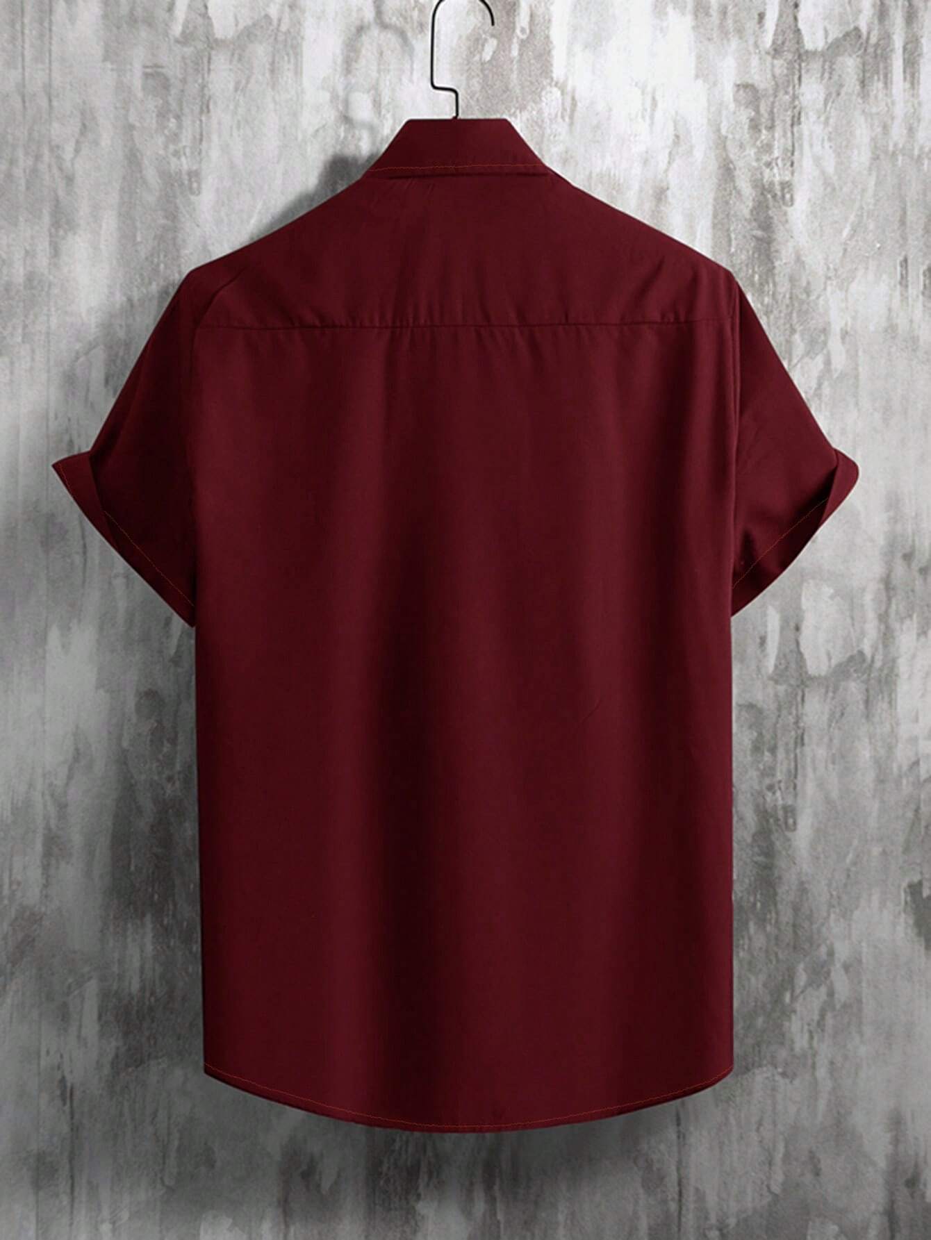 Manfinity Homme Rose Print Short Sleeve Shirt Burgundy