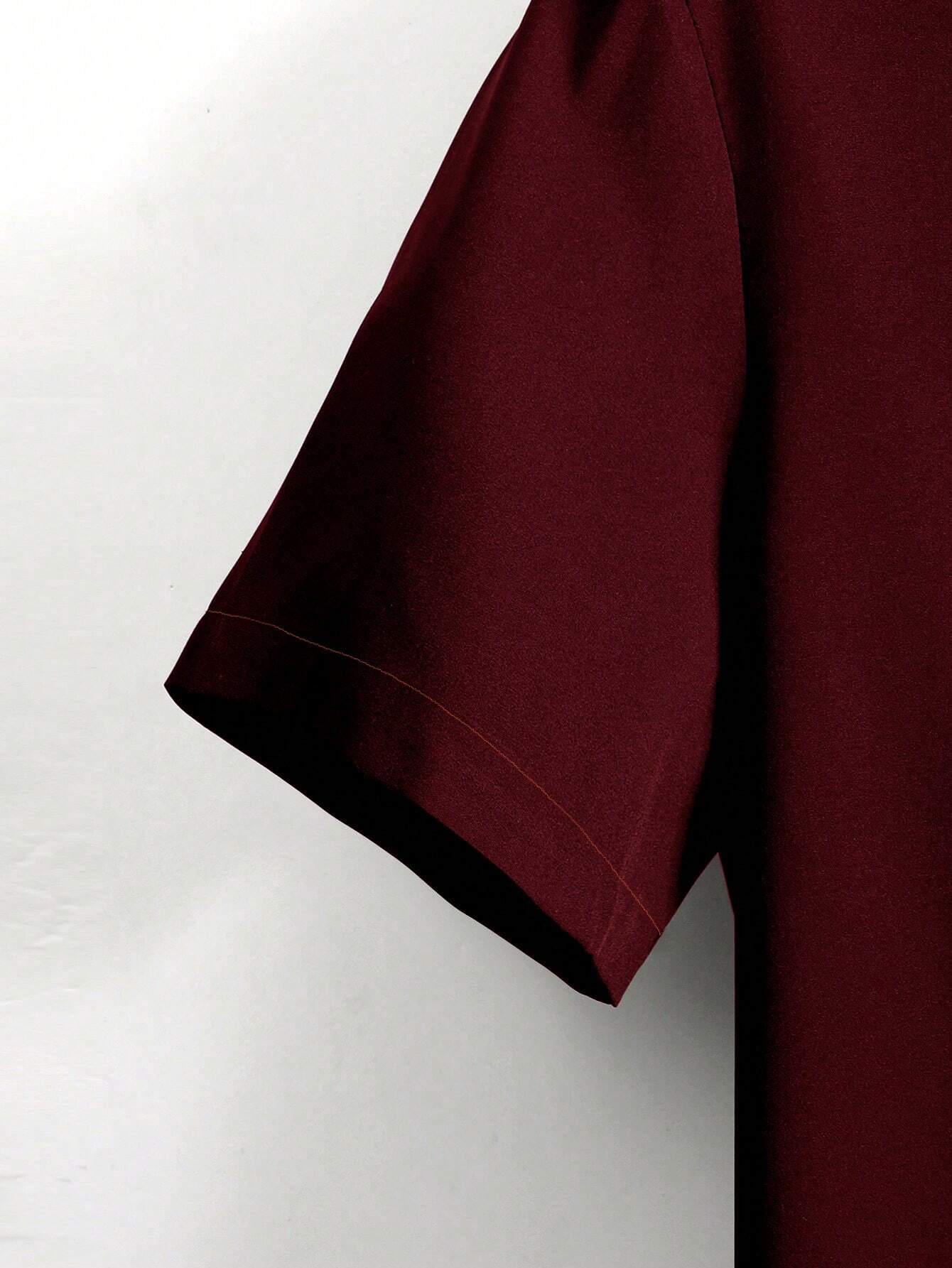 Manfinity Homme Rose Print Short Sleeve Shirt Burgundy