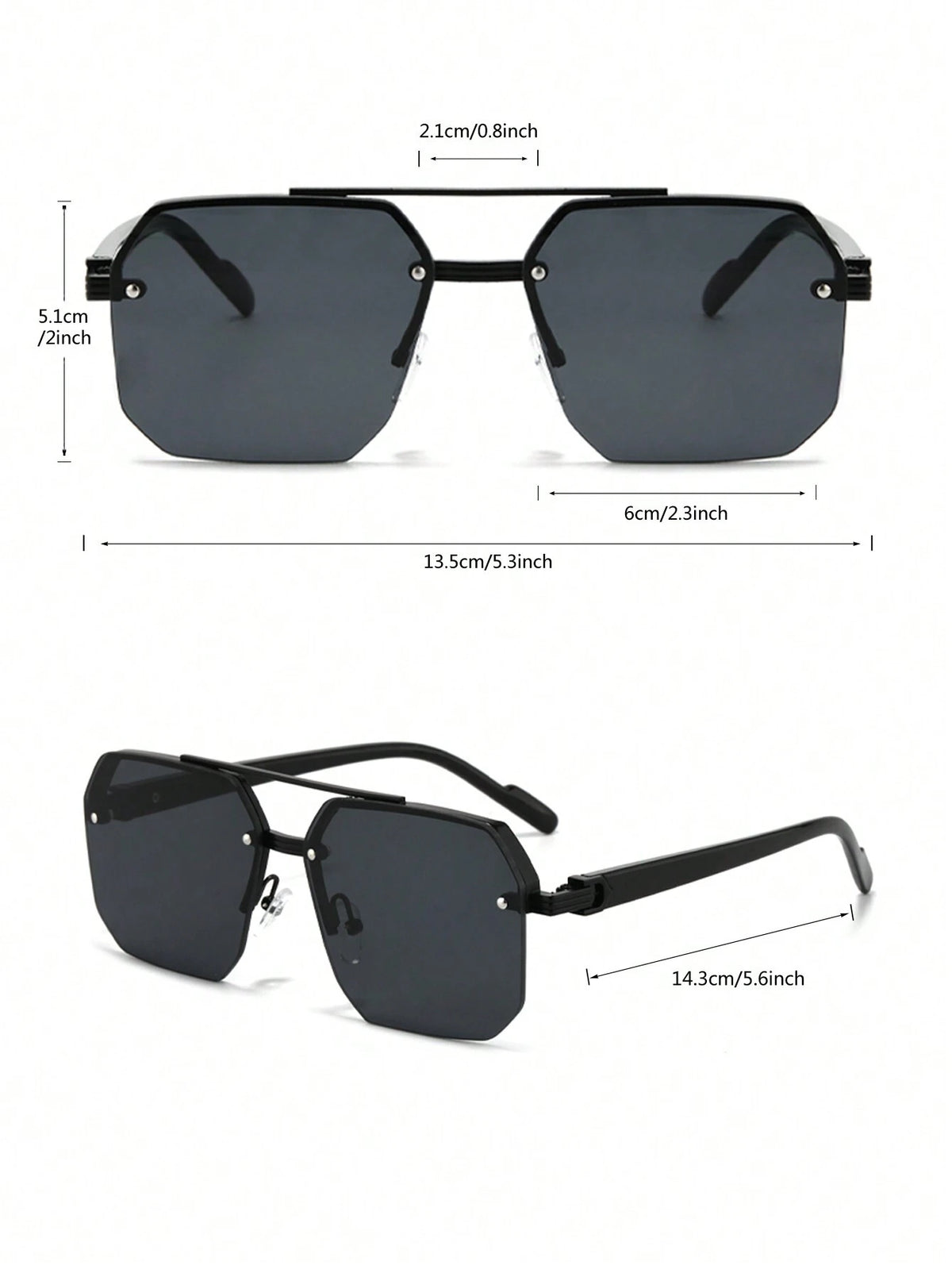 Men's Fashionable Polygon Metal Frame Rivet Sunglasses