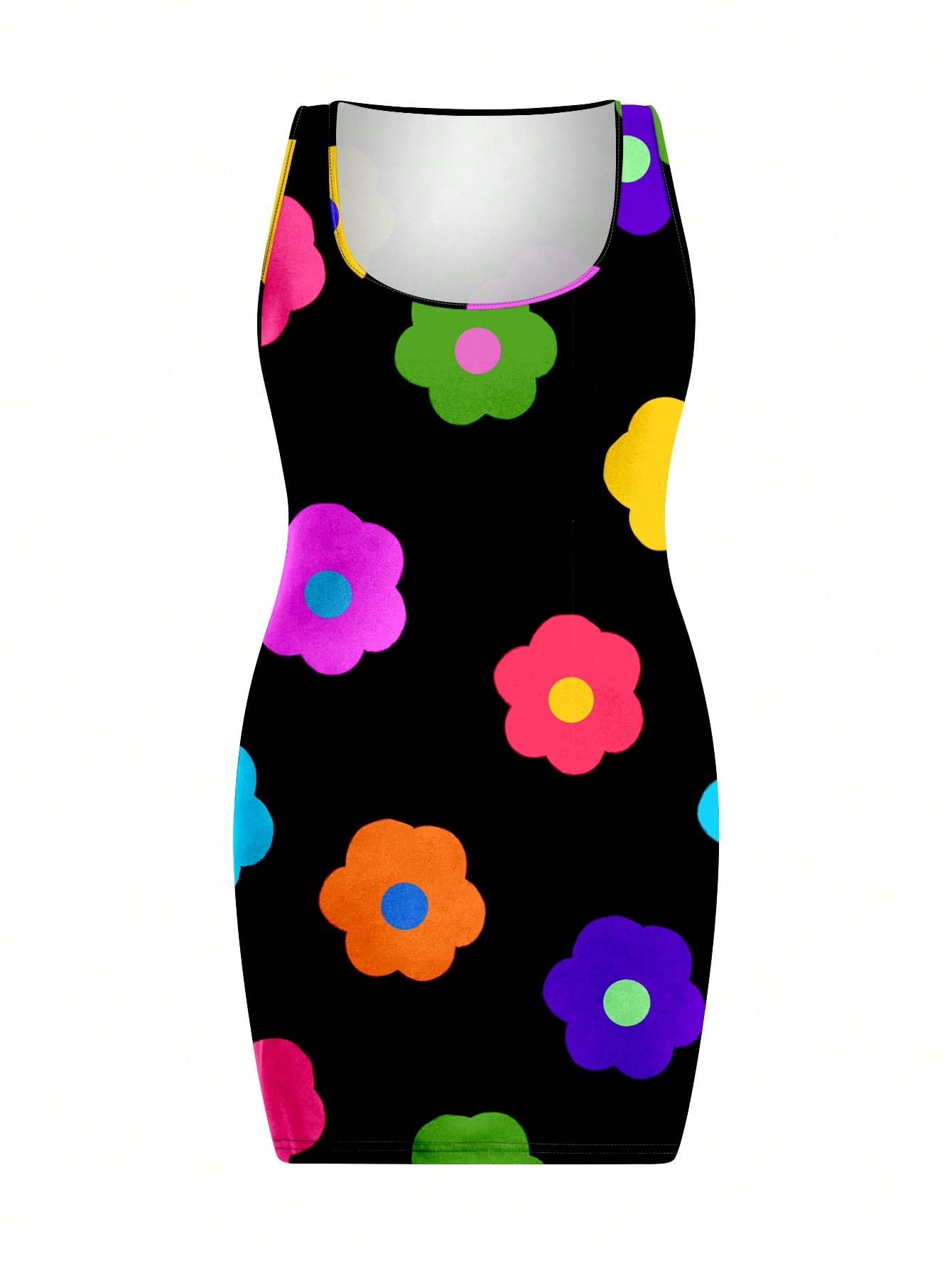 Women's Plus Size Floral Print Sleeveless Slim Fit Dress