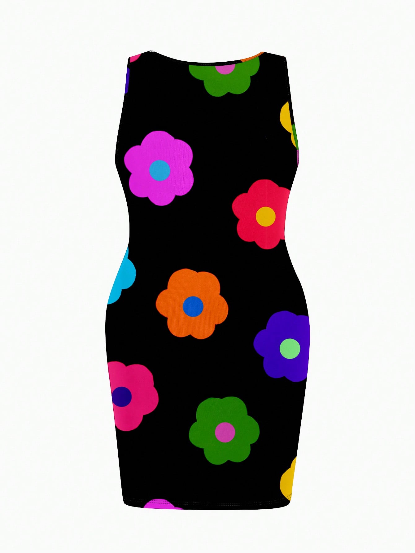 Women's Plus Size Floral Print Sleeveless Slim Fit Dress