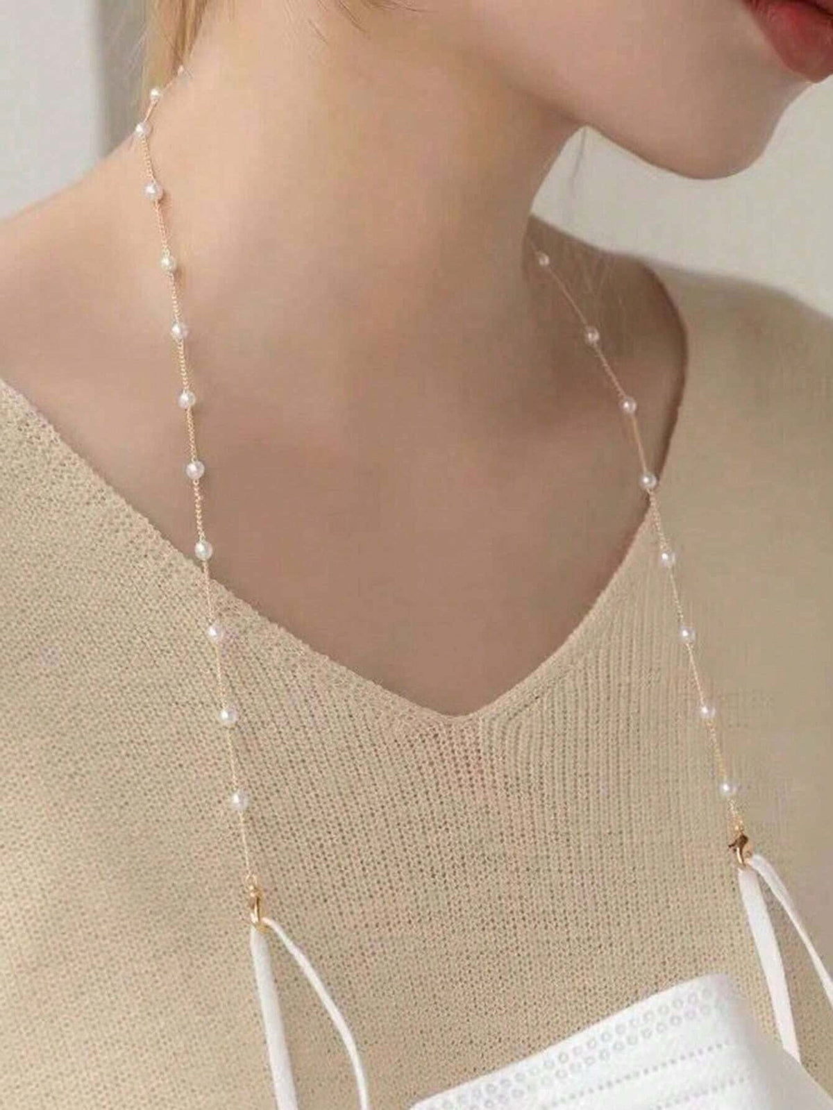 Women's Fashionable Faux Pearl Glasses Chain