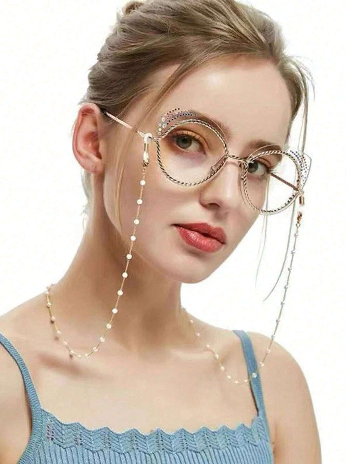 Women's Fashionable Faux Pearl Glasses Chain