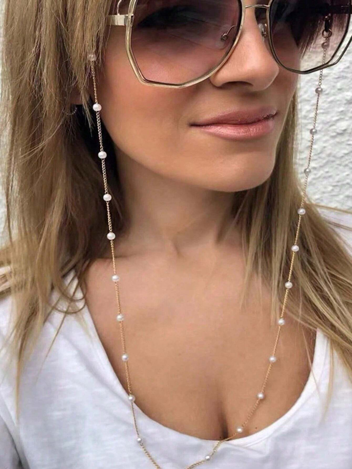 Women's Fashionable Faux Pearl Glasses Chain