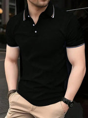 Men's Casual Striped Short Sleeve Commute Polo Shirt