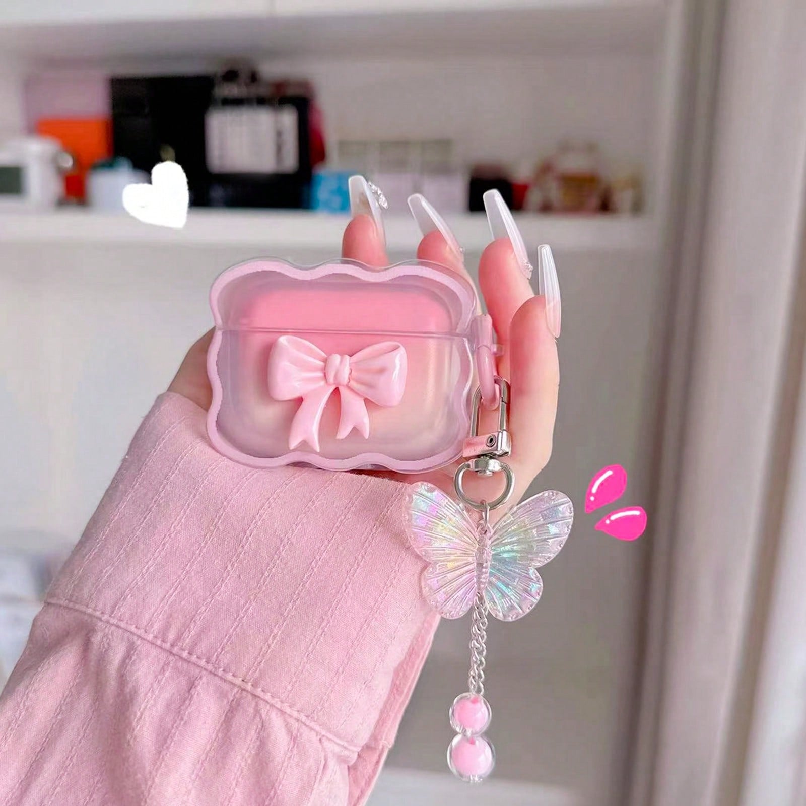 Cute 3D Bow Tie Butterfly Chain Earphone Case for AirPods
