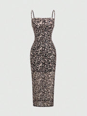 Women's Summer Leopard Printed Sleeveless Cami Maxi Dress