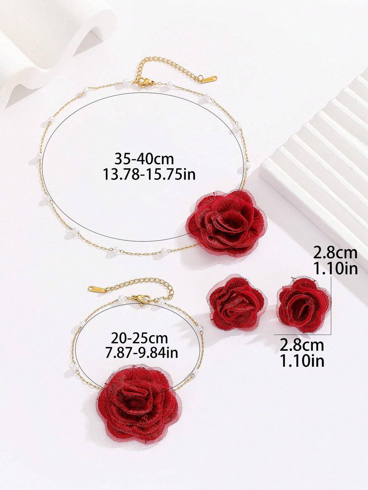 Women's 18K Gold Plated Stainless Steel Flower Jewelry Set