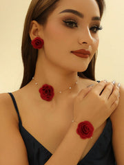 Women's 18K Gold Plated Stainless Steel Flower Jewelry Set
