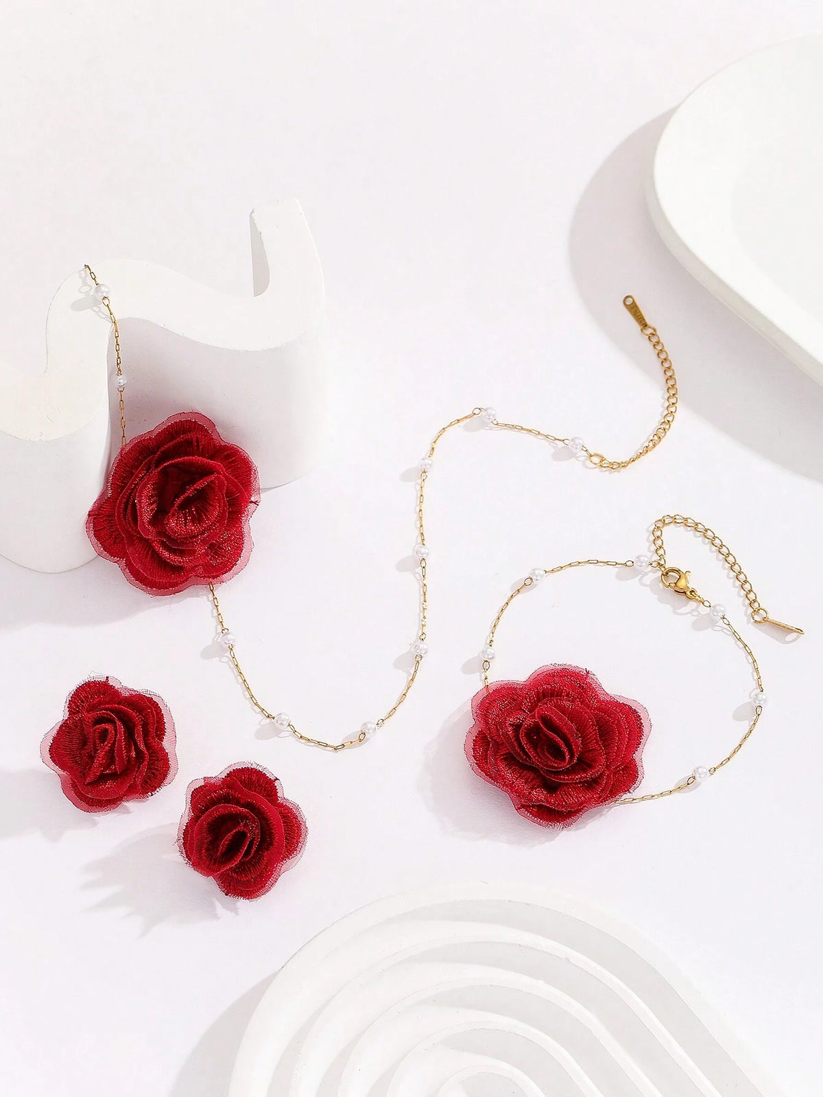 Women's 18K Gold Plated Stainless Steel Flower Jewelry Set