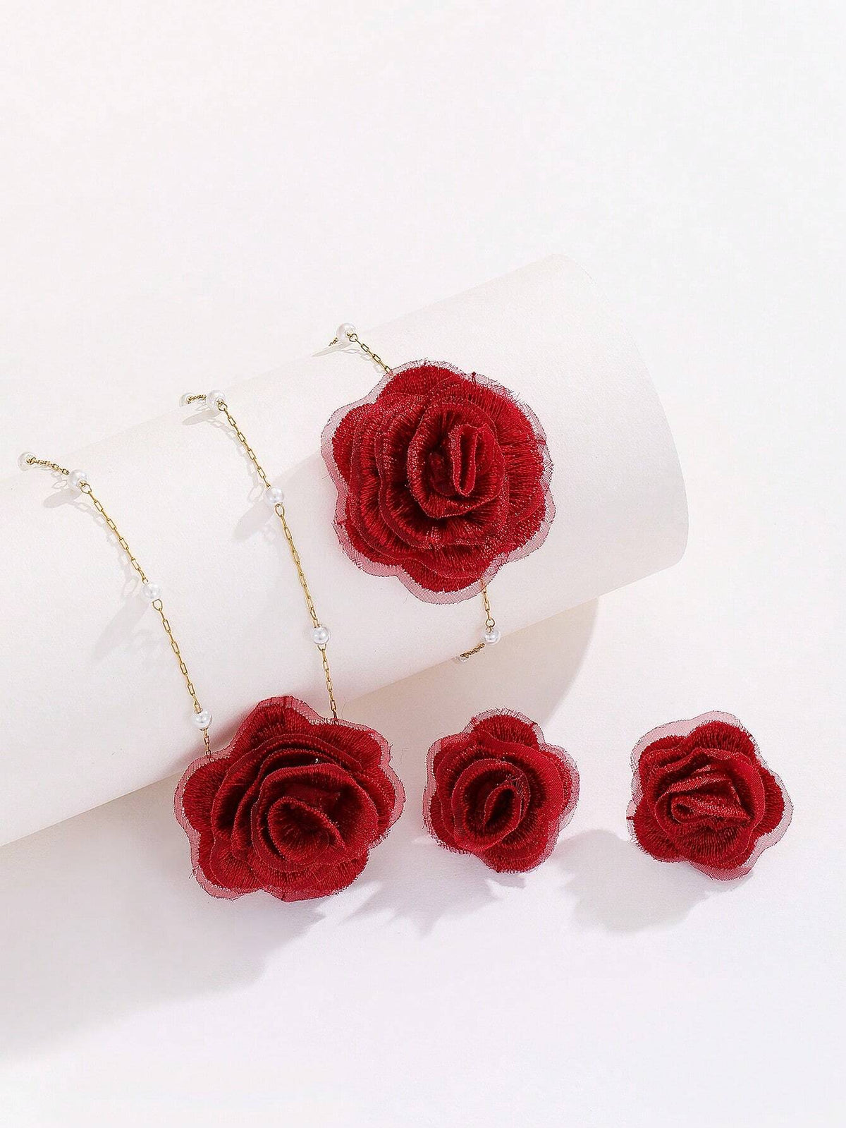 Women's 18K Gold Plated Stainless Steel Flower Jewelry Set