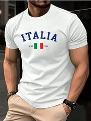 Men's Casual Letter Graphic Print Round Neck Short Sleeve T-Shirt