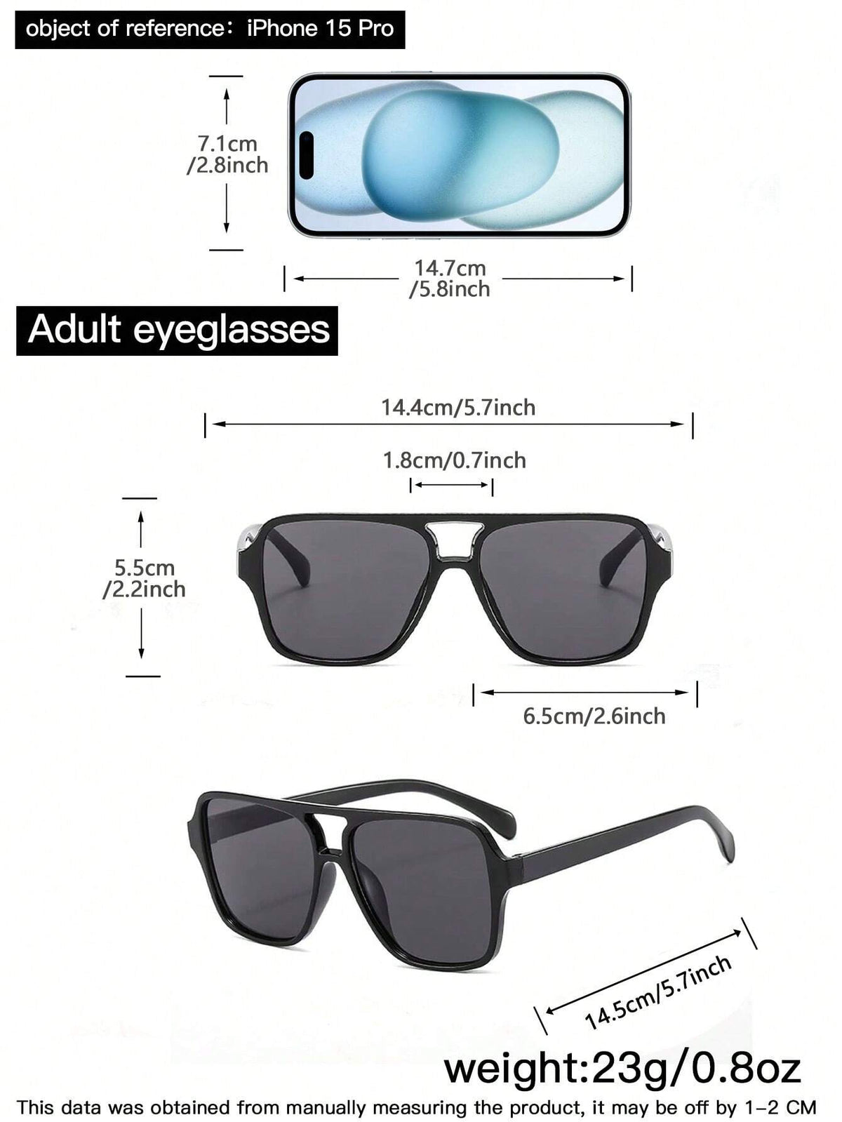 Men's Acrylic Double Beam Aviator Square Frame Fashion Eyewear