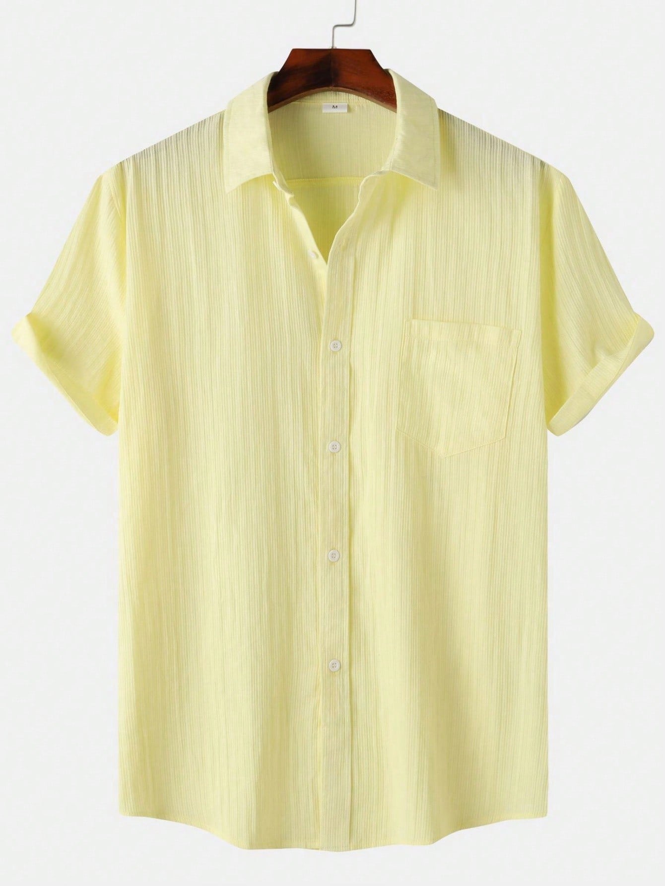 Men's Short Sleeve Striped Button-Down Shirt Regular Fit Cotton Blend