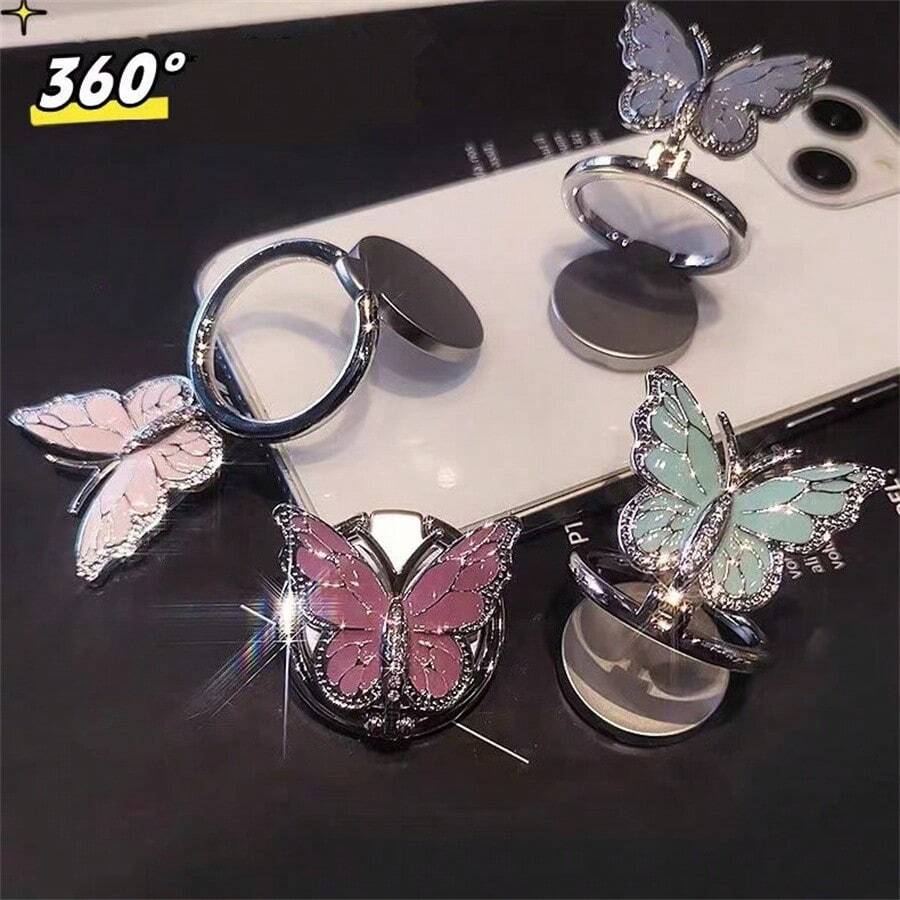 Rhinestone Butterfly 360° Rotating Phone Ring Grip Stand