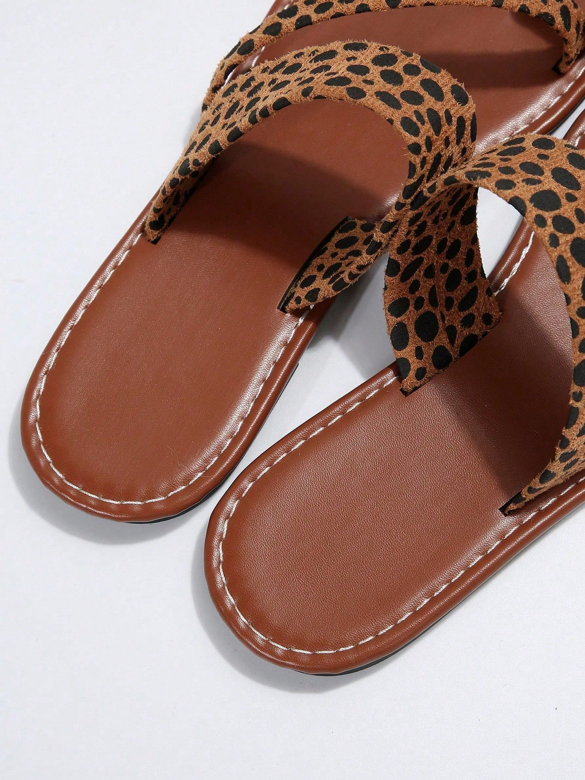 Women's Leopard Print Open Toe Casual Flat Slide Sandals