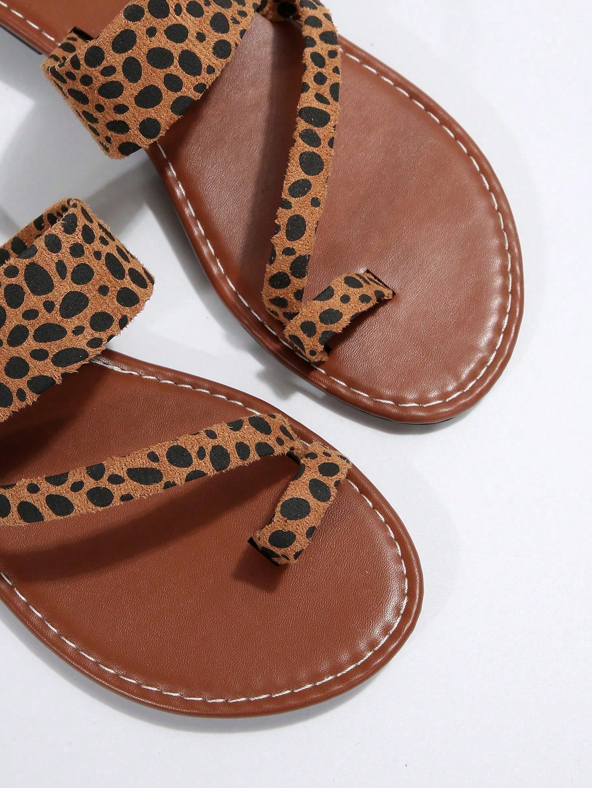 Women's Leopard Print Open Toe Casual Flat Slide Sandals