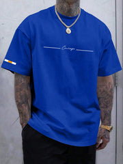 Men's Casual Letter Print Round Neck Short Sleeve T-Shirt