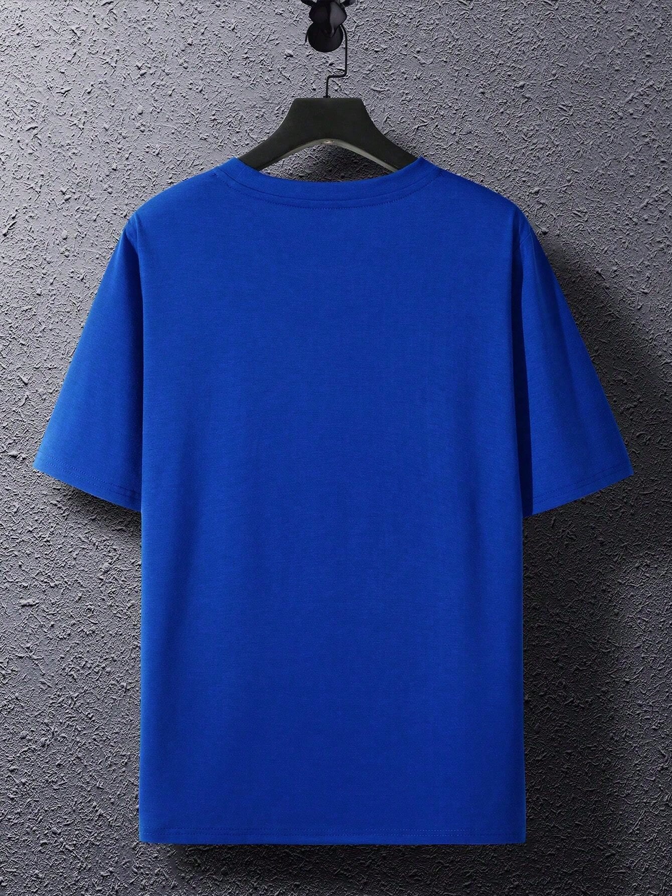 Men's Casual Letter Print Round Neck Short Sleeve T-Shirt