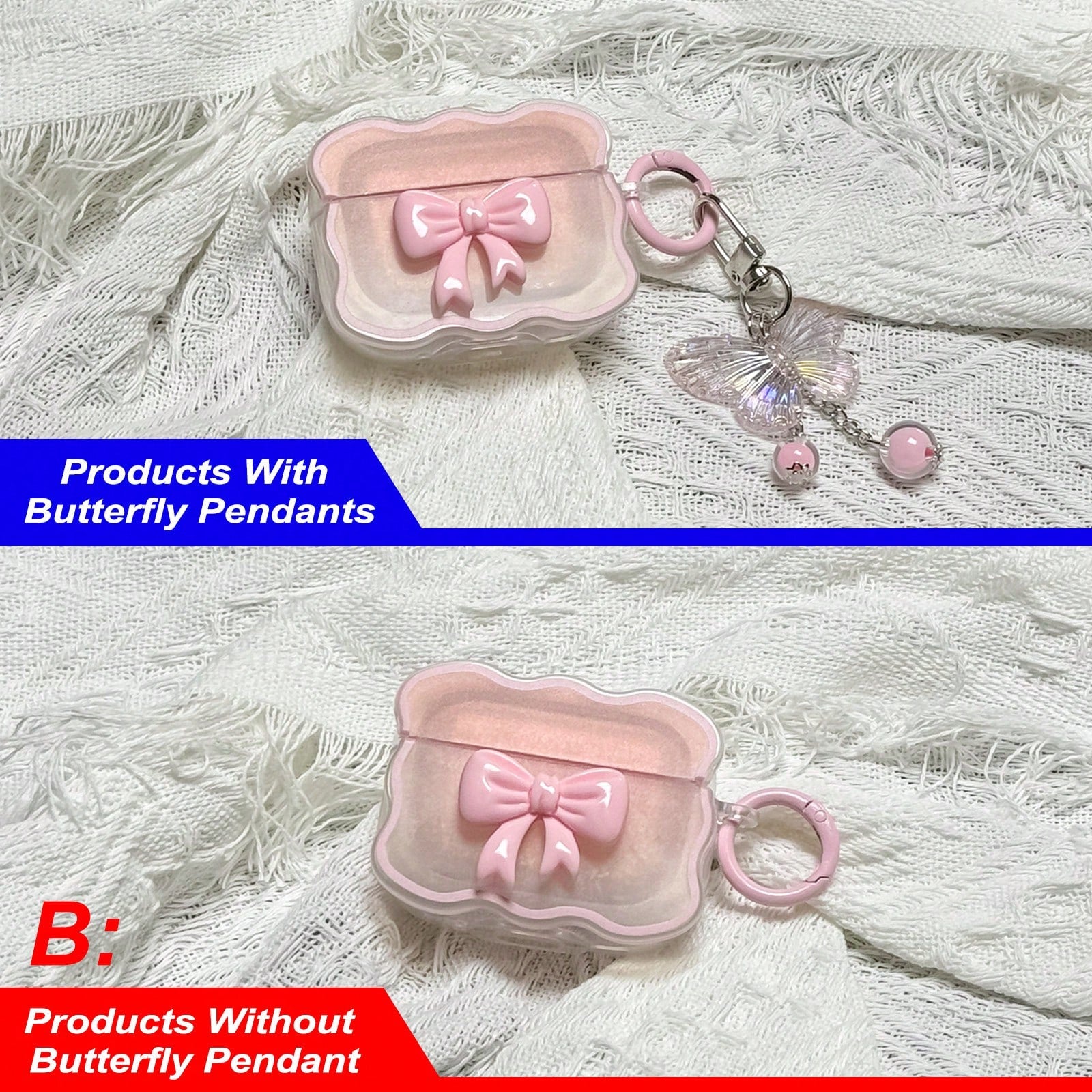 Cute 3D Bow Tie Butterfly Chain Earphone Case for AirPods