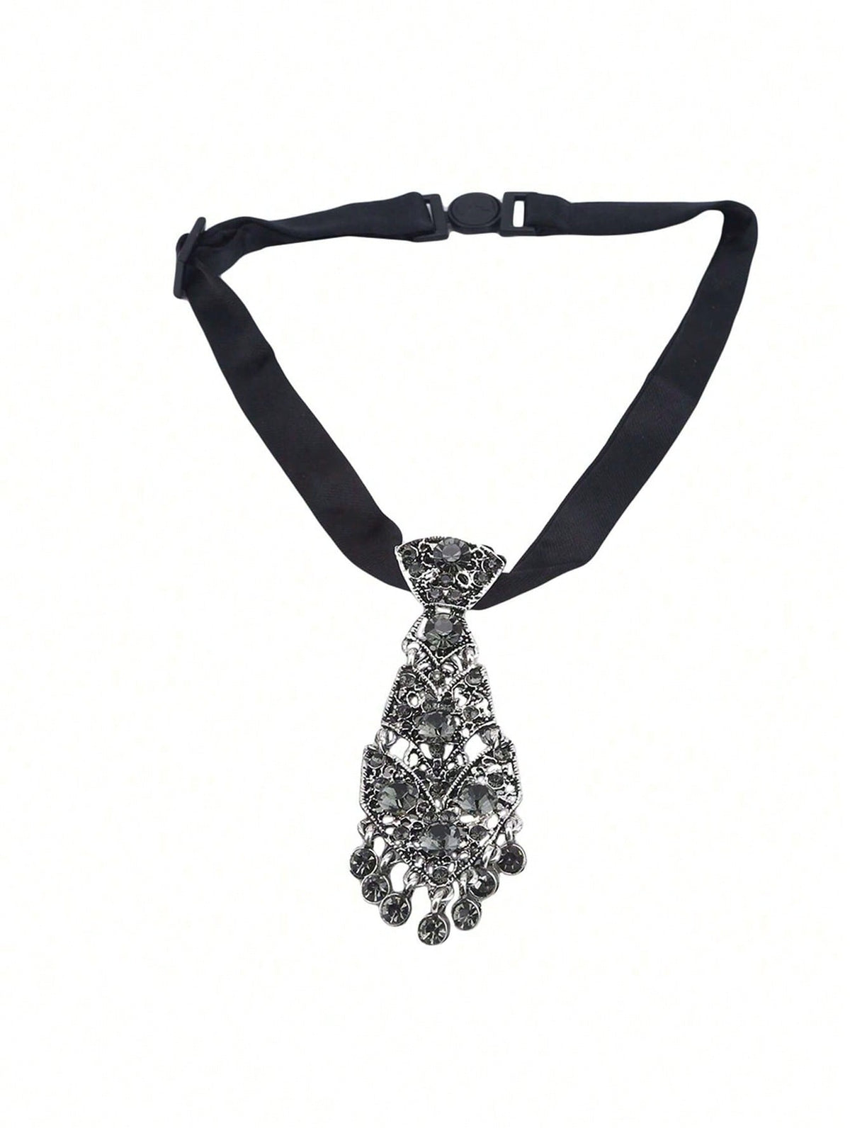 Women's Elegant Crystal Metal Flower Short Formal Tie