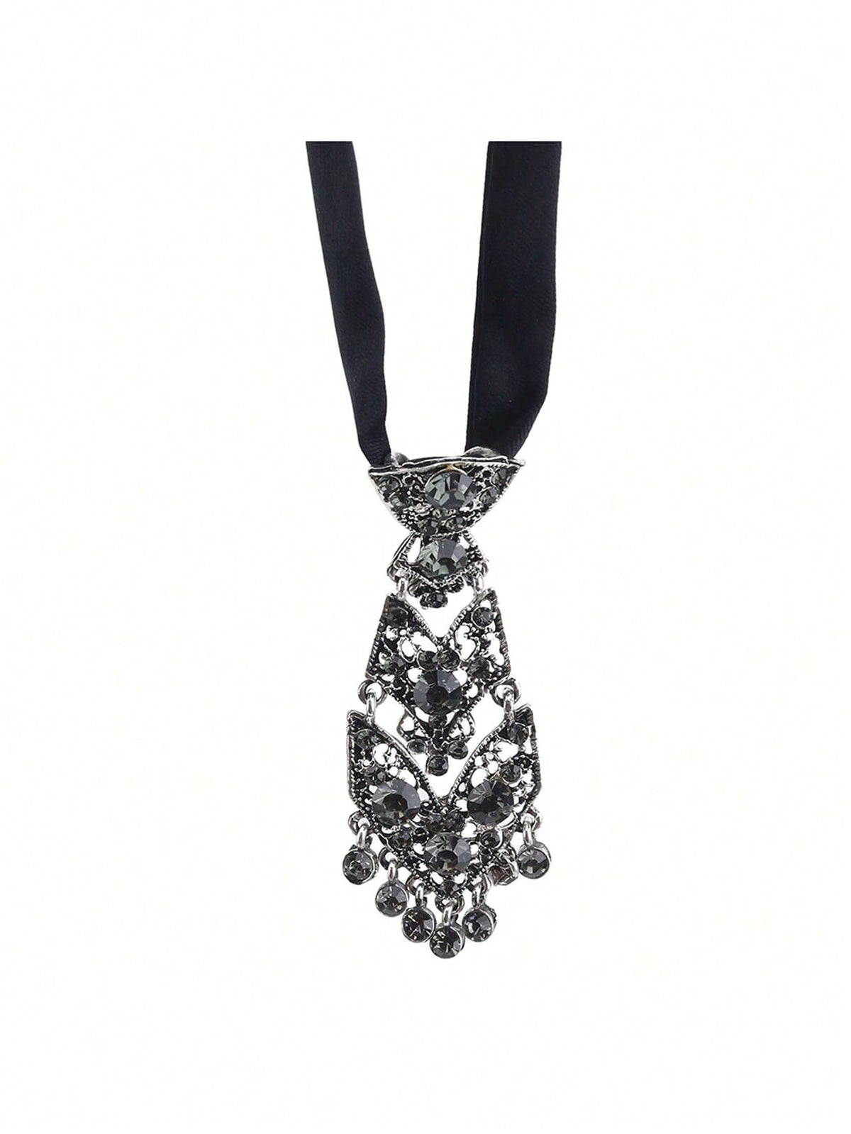 Women's Elegant Crystal Metal Flower Short Formal Tie