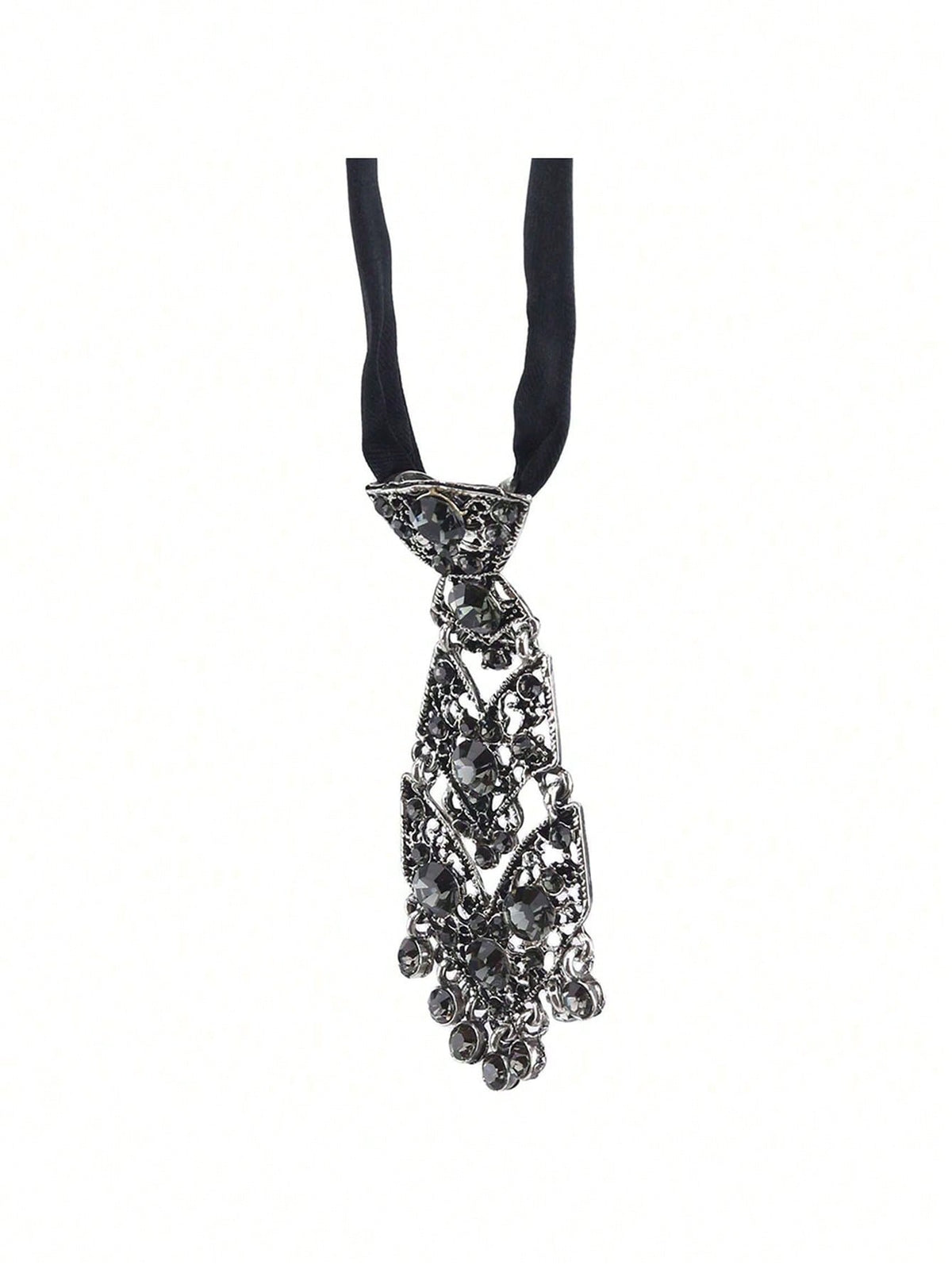 Women's Elegant Crystal Metal Flower Short Formal Tie