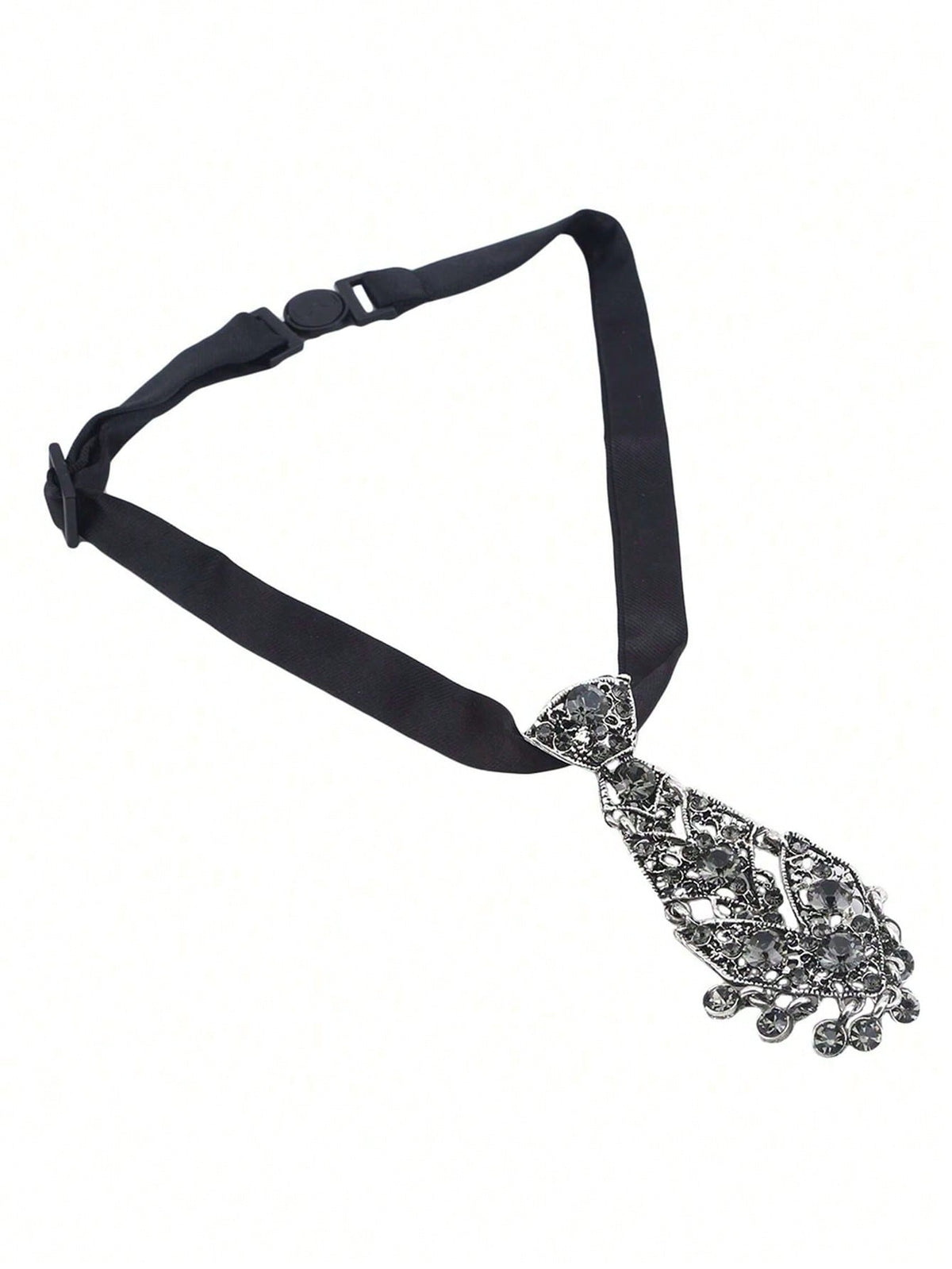 Women's Elegant Crystal Metal Flower Short Formal Tie