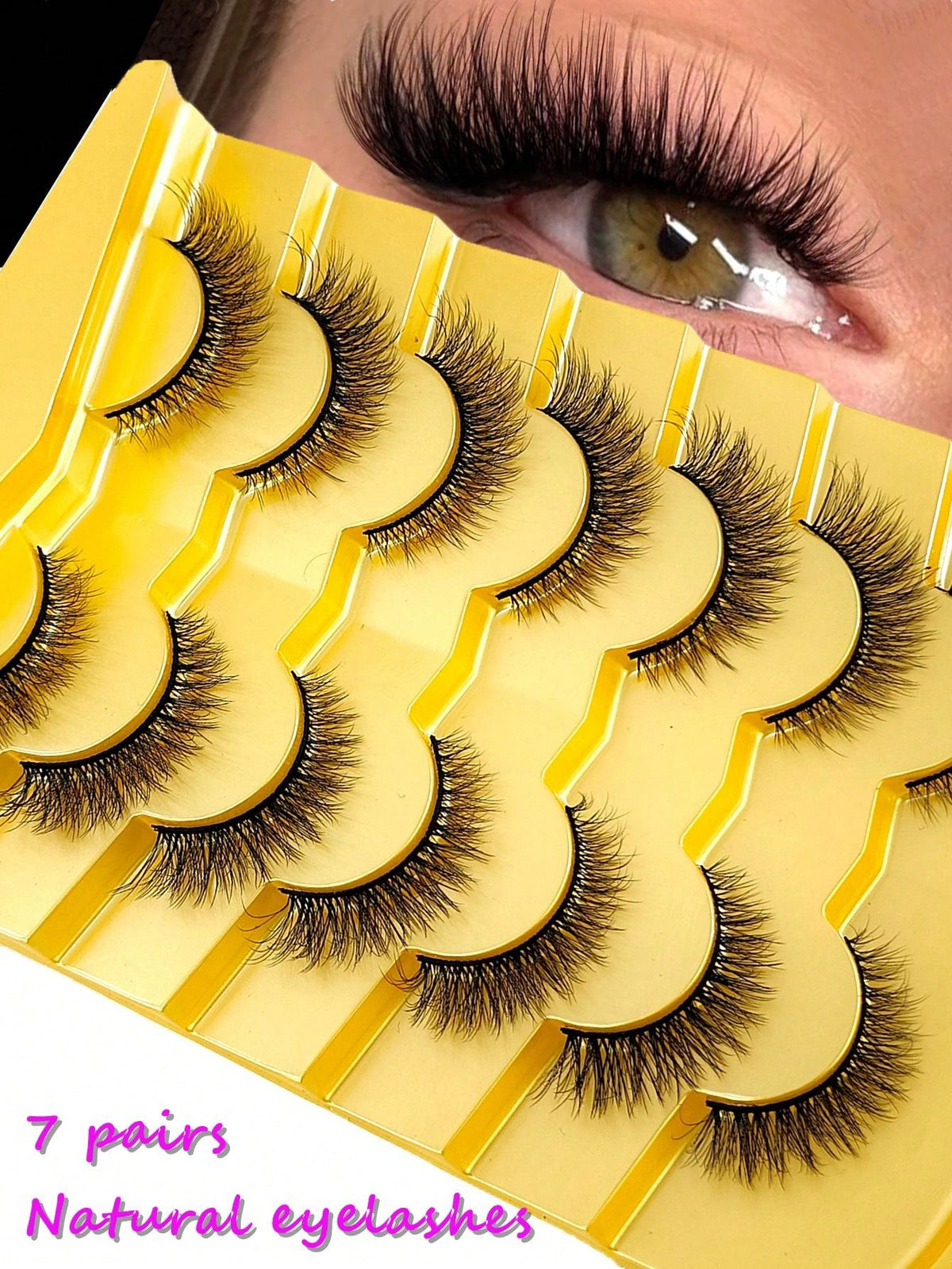 Women's 7-Piece Short 3D Mink Russian DD Curl False Eyelash Set