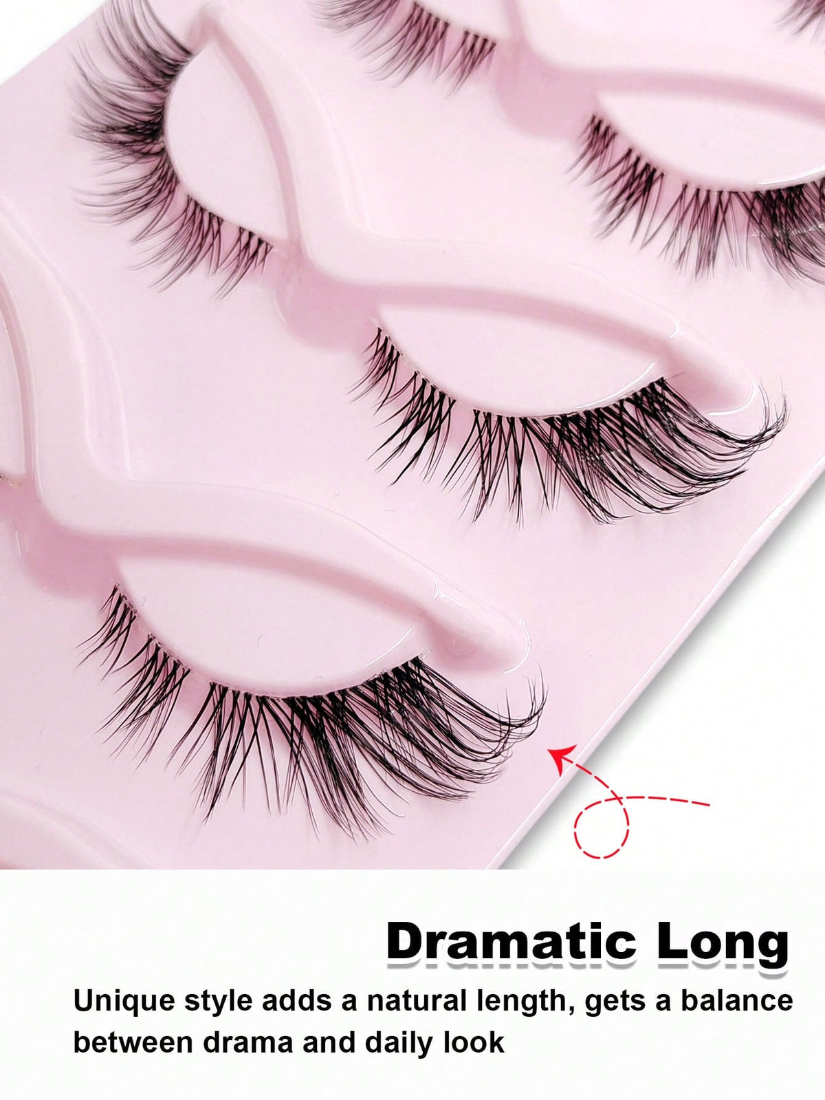 Women's 5 Pairs Cat Eye Natural Crisscross Clear Band Wispy Lashes Set