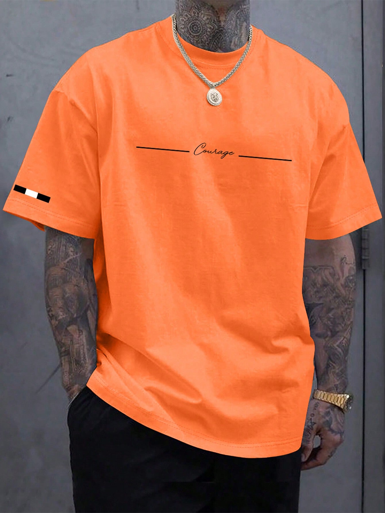 Men's Casual Letter Print Round Neck Short Sleeve T-Shirt