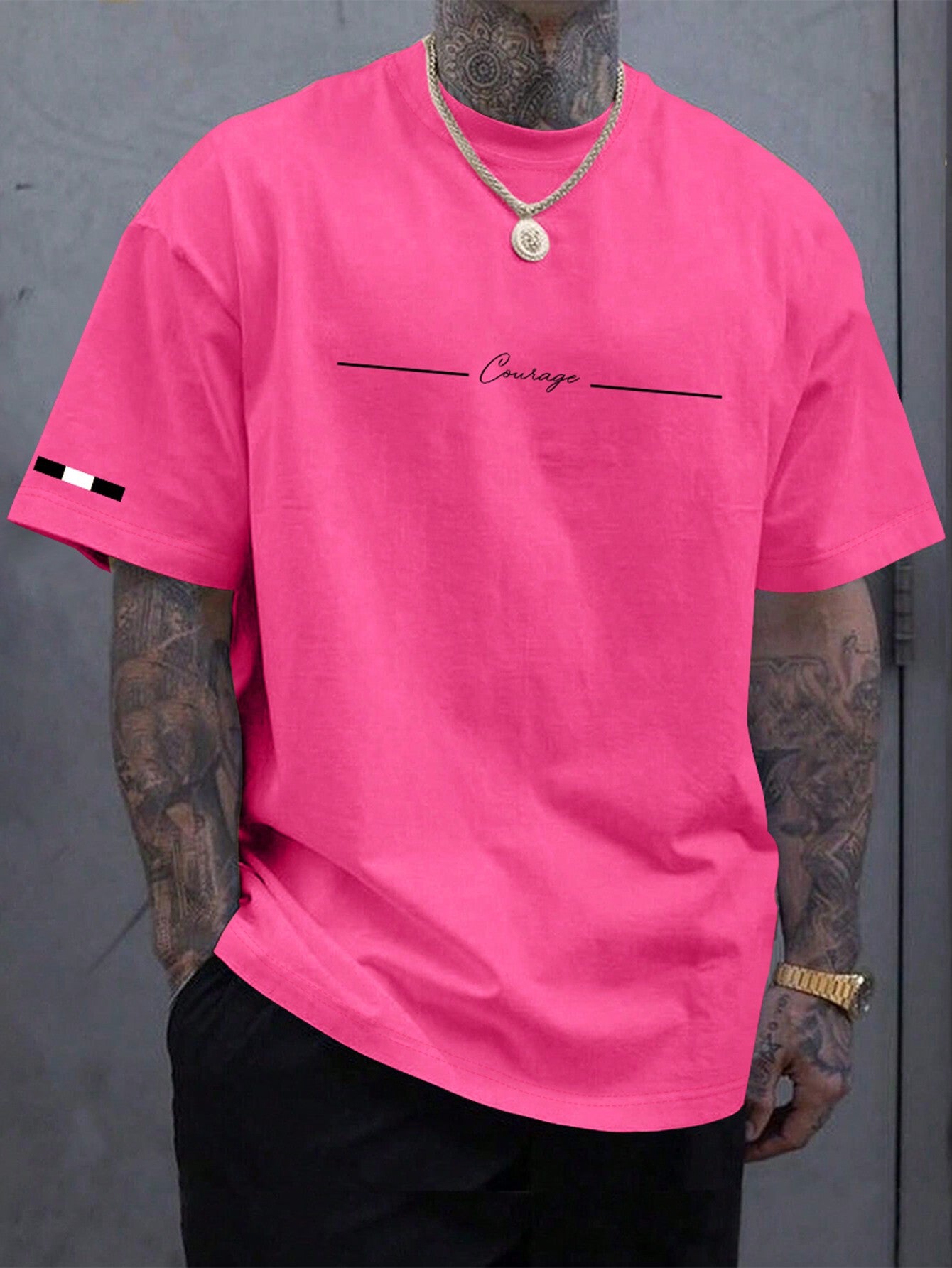 Men's Casual Letter Graphic Round Neck Short Sleeve T-Shirt